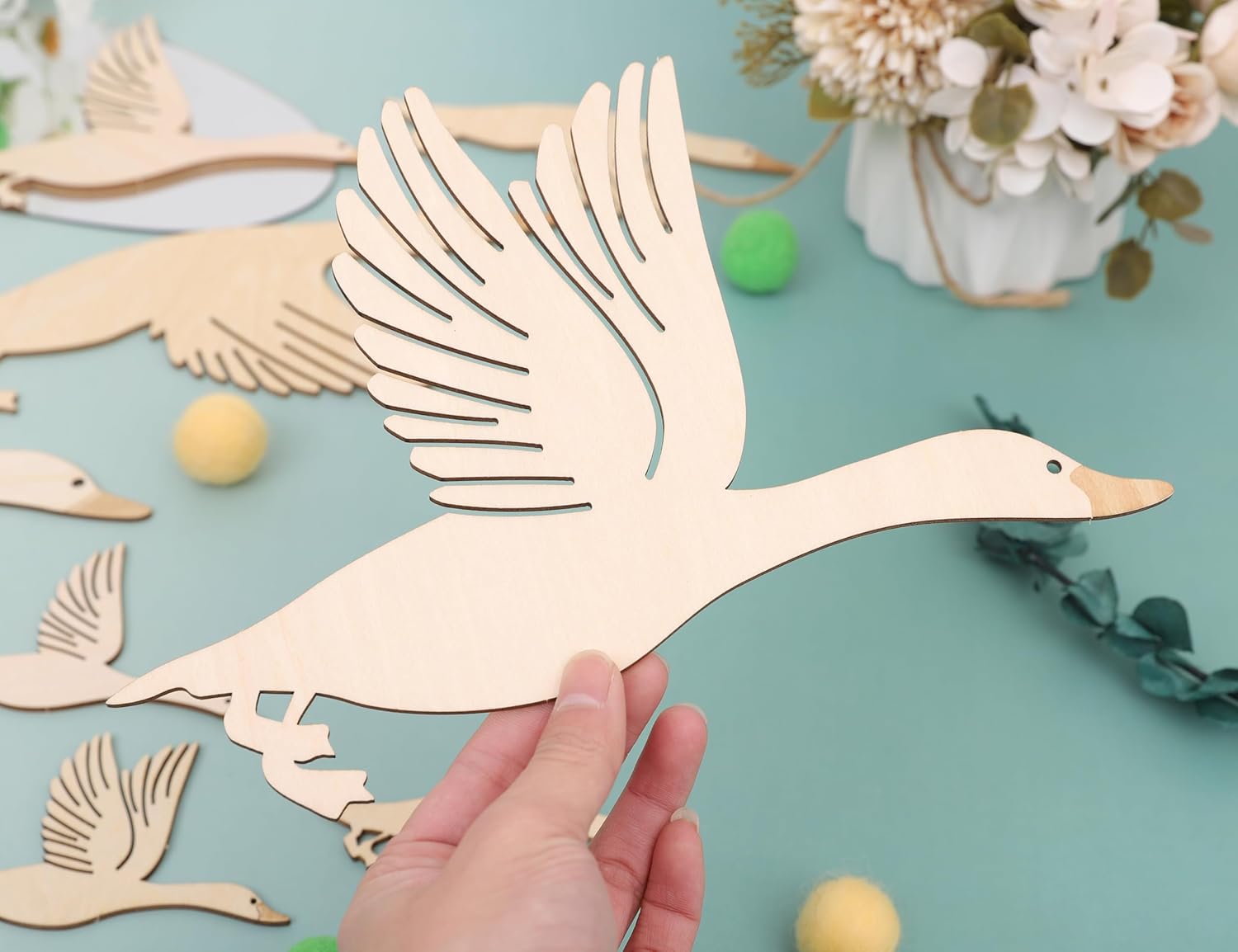 ウッドグースウォールデコレーション - 木製保育園ガチョウウォールアートステッカー、かわいいガチョウウォールデカール、素朴な農家のウ