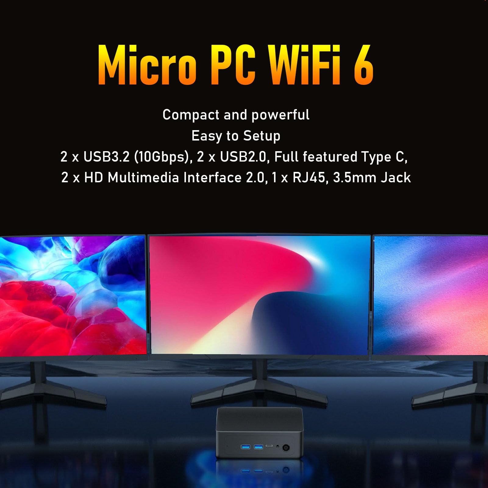 Mały Komputer Stacjonarny Procesor I3 1215U, NVMe PCIe 4.0x4, 9,6 Gb/s Wi-Fi 6E, 5.2, 2.0, USB3.2, TYPE C, materiał Metalowy, Obsługa Grafiki Iris Xe, sieć 1000M, (Wtyczka UE