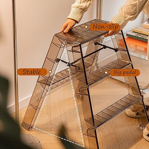 Miniatura 4 de Taburetes para adultos, escalera transparente, multifuncional, plegable, acrílico, taburete plegable para el hogar, escalera escalera, escalera