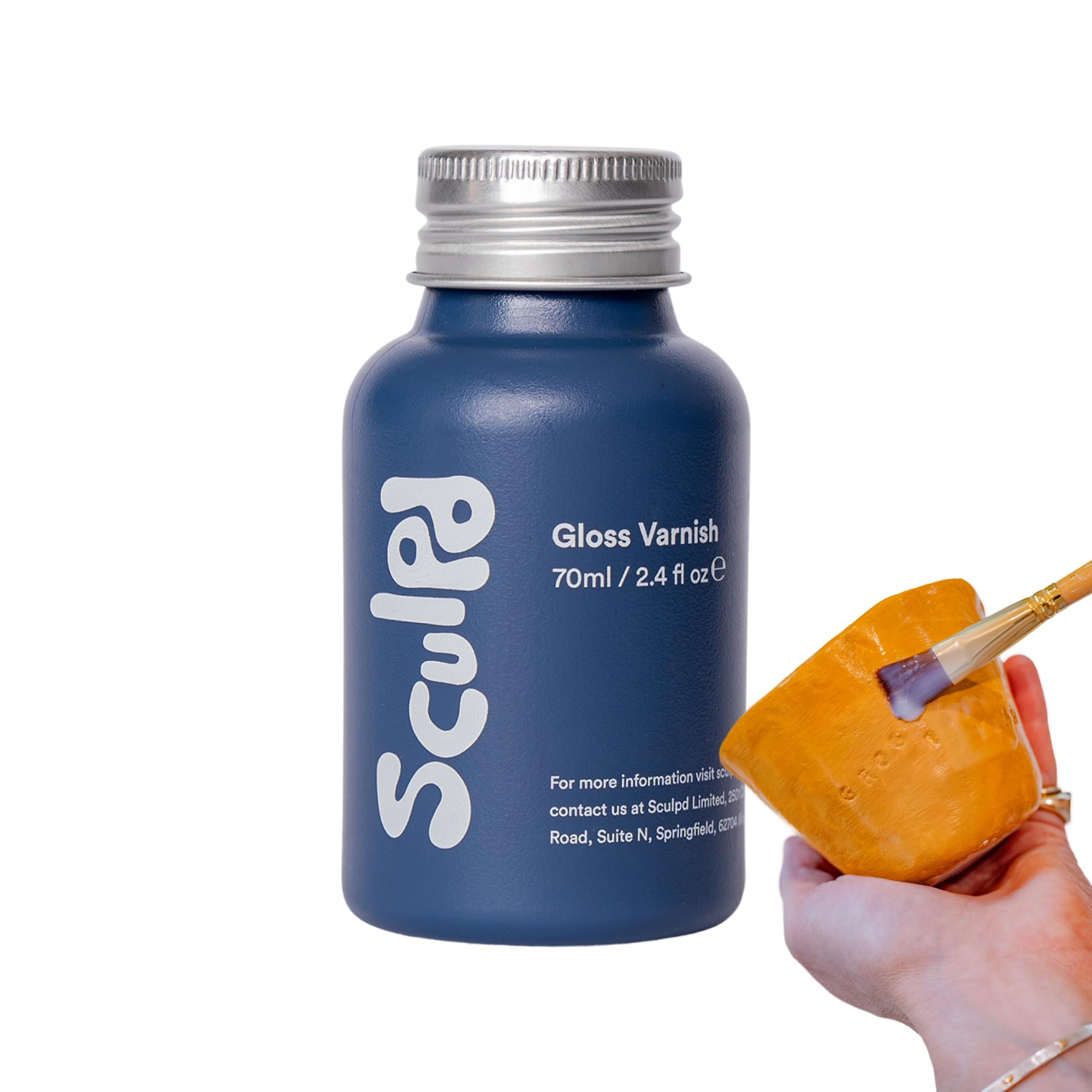Sculpd Clear Varnish for Air Dry Clay - Premium Clear Gloss Finish For Pottery & Acrylic Paint - Waterproof, Scratch Resistant, Colorless Ceramic Sealer - Hobbies Arts & Crafts DIY, 70 ml