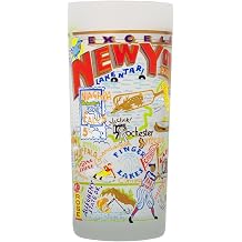 Catstudio New York Frosted Drinking Glass, 15oz, Dishwasher Safe | 15oz Frosted Glass Cup - Original Artwork - Kitchen, Bar, Everyday Drinks - Travel Souvenirs & Gifts
