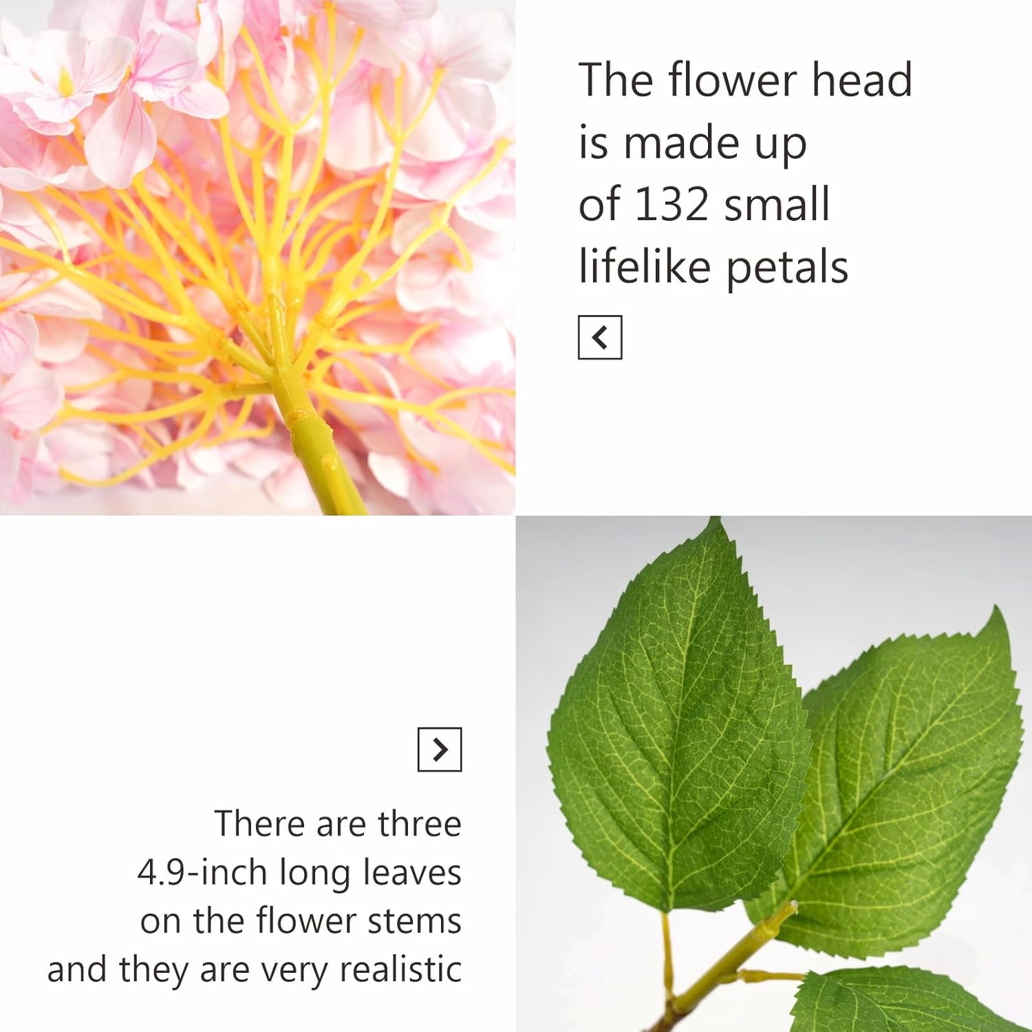 5 Pcs Faux Silk 18.5" Pink Hydrangea Artificial Flowers, Fake Flowers with Stems, for Wedding Bouquets Home Decor Party Christmas Centerpiece - Image 4