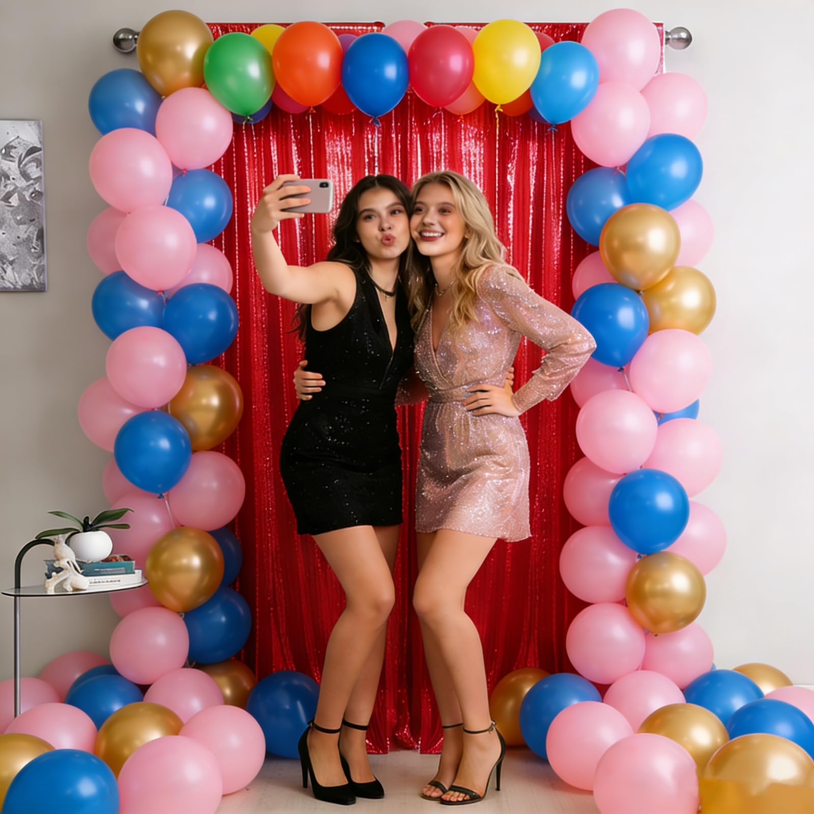 Czerwone cekinowe tło zasłony 1 panel 25 x 25 cm brokatowe czerwone tło do zdjęć zasłony przyjęcie ślub baby shower zasłona błyszcząca fotografia tło