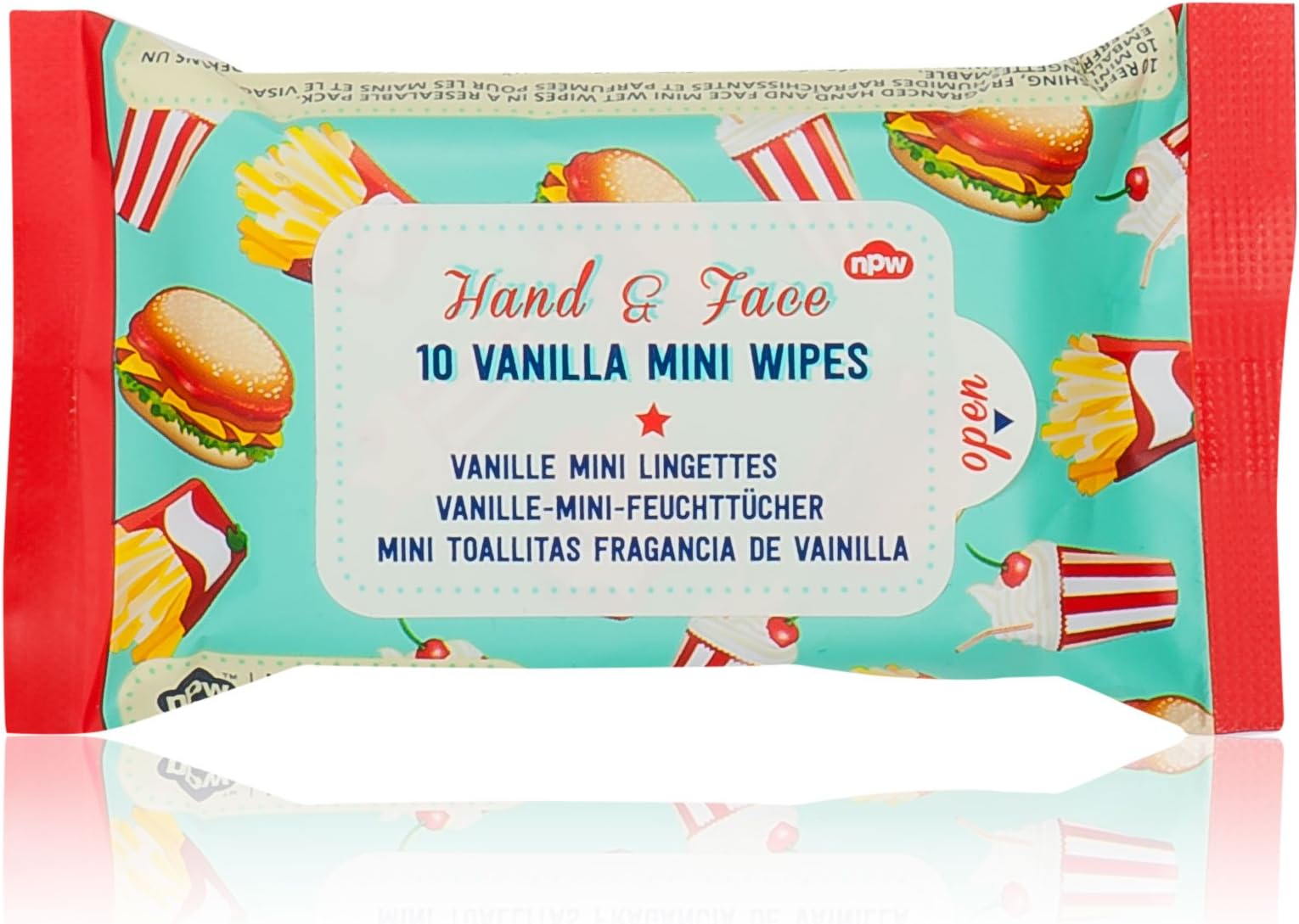 Hand and Face Mini Wipes Vanilla Fast Food By NPW