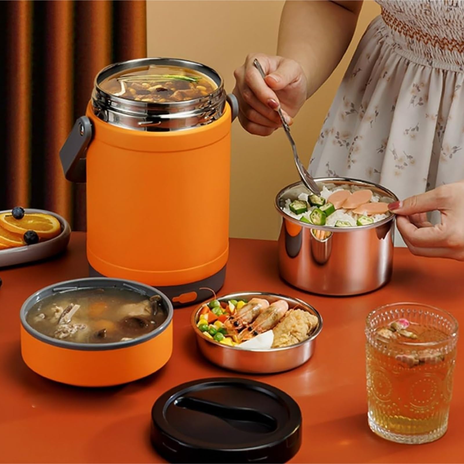 Elektryczny podgrzewacz do żywności w pudełku na lunch, 3 w 1, przenośny, szybszy podgrzewacz do żywności w samochodzie, 2 l, elektryczny, przenośny pojemnik na lunch dla kierowców ciężarówek