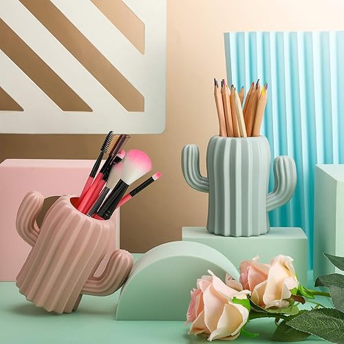 Miniatura 3 de Zonon 2 soportes para bolígrafos de cactus, contenedor de lápices de cactus, suministros de escritorio, vasos para bolígrafos, soporte para brochas