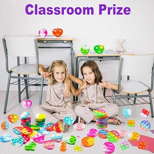 Miniatura 6 de 114 piezas de llavero Pop Fidget It Mini Fidget Toys Bulk Party Favores para niños de 4-8, 8-12 años, juguetes a granel para niños pequeños premios