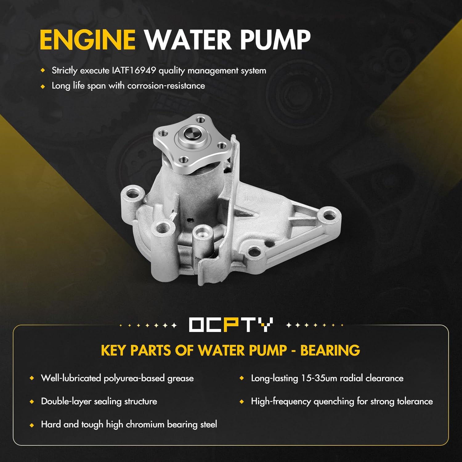 OCPTY Timing Belt Kit with Water Pump Replacement 2001 2002 2003 2004 2005 2006 2007 2008 2009 2010 2011 for HYUNDAI for Accent l4 1.6L Replaces TS26282 WP122 2510026902
