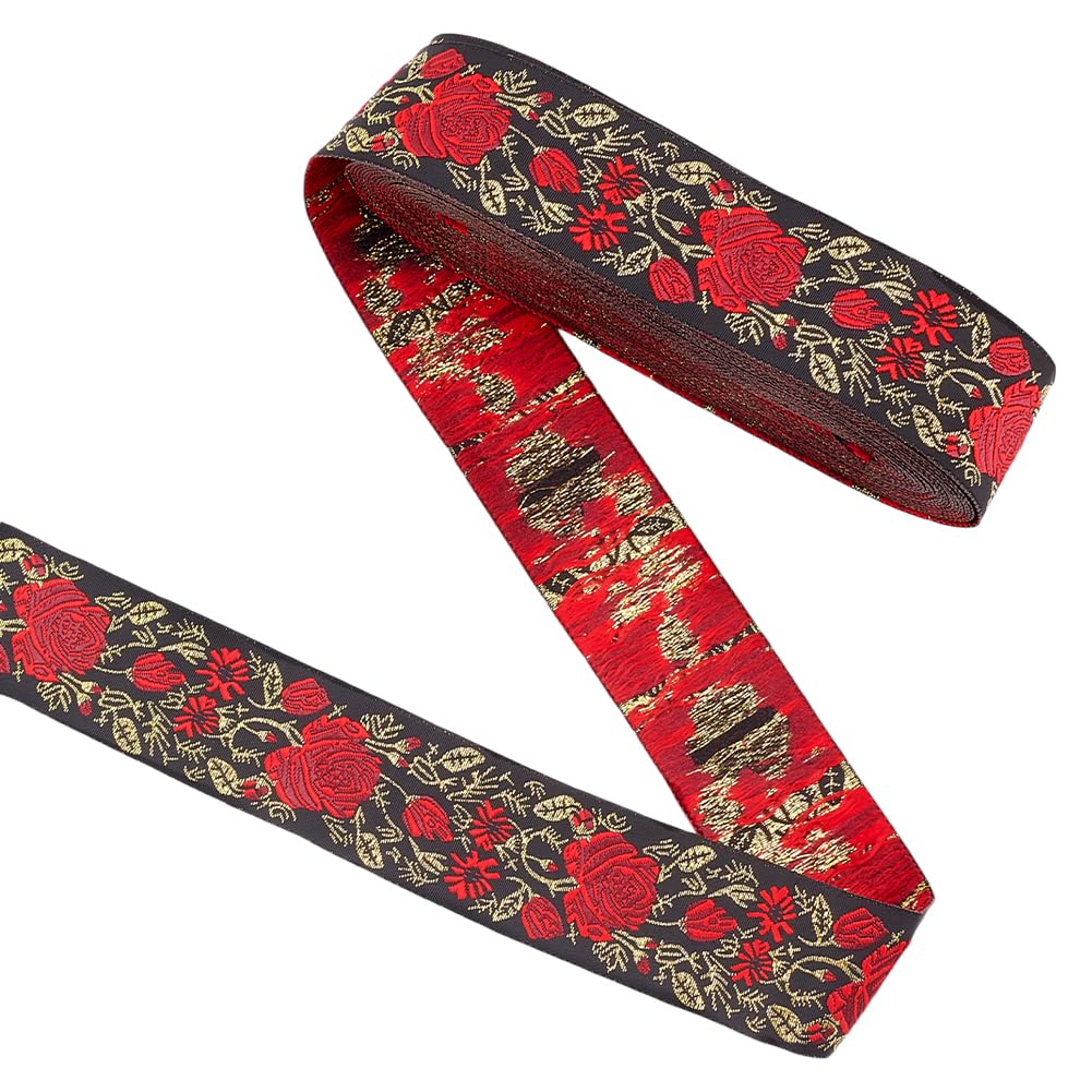 Ruban jacquard floral haut de gamme avec broderie dense de 3,8 cm