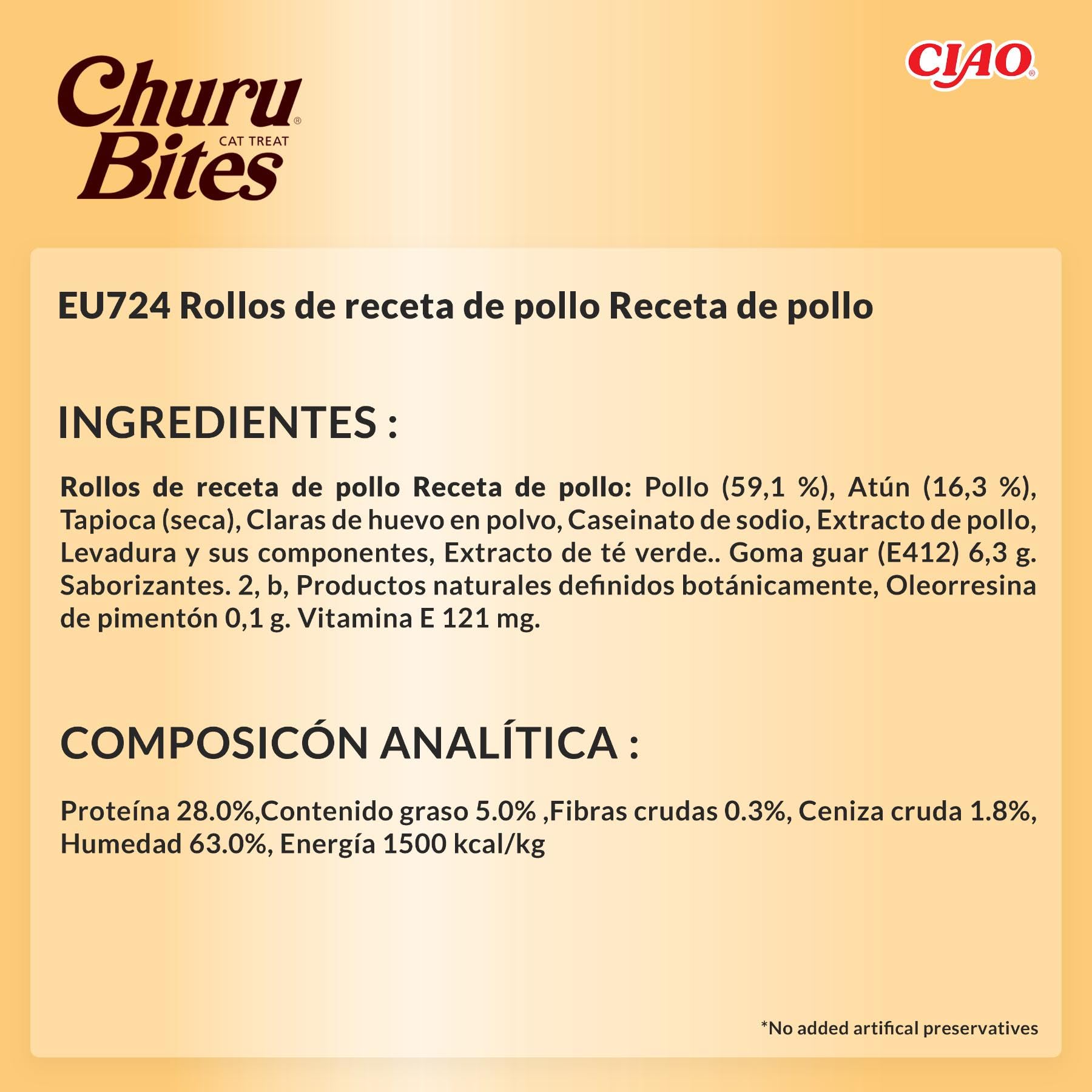 INABA Churu Bites Gatos - Receta Saludable de Pollo - Premios Saludables - Golosinas Crujientes y Cremosas - Pequeña y Práctica Porción Sabor Pollo - Sin conservantes ni Colorantes - 30g (3x10g)