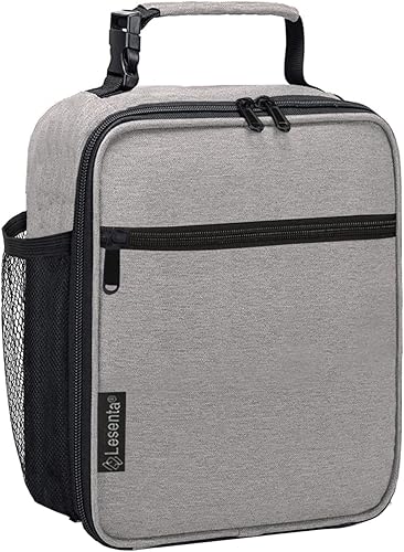 Lonchera para hombres y mujeres adultos, pequeña bolsa de almuerzo aislada para oficina, senderismo, lonchera portátil reutilizable (gris claro)
