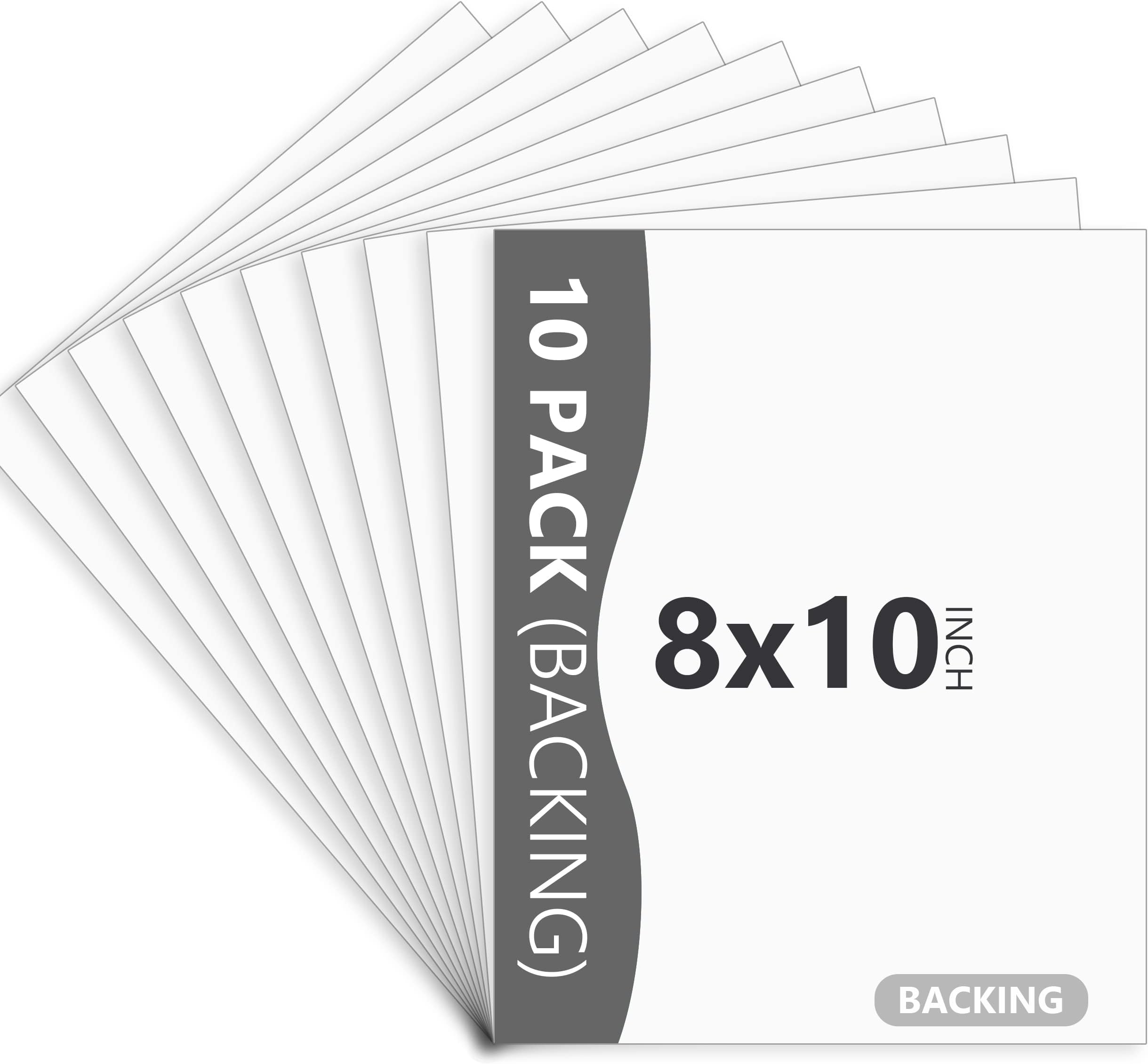 10 Pack Backing Boards Only - 8X10 Uncut White Mats Matboards, Acid Free & White Core Backerboards, Ideal for Photos/Pictures/Prints/Frames/Arts