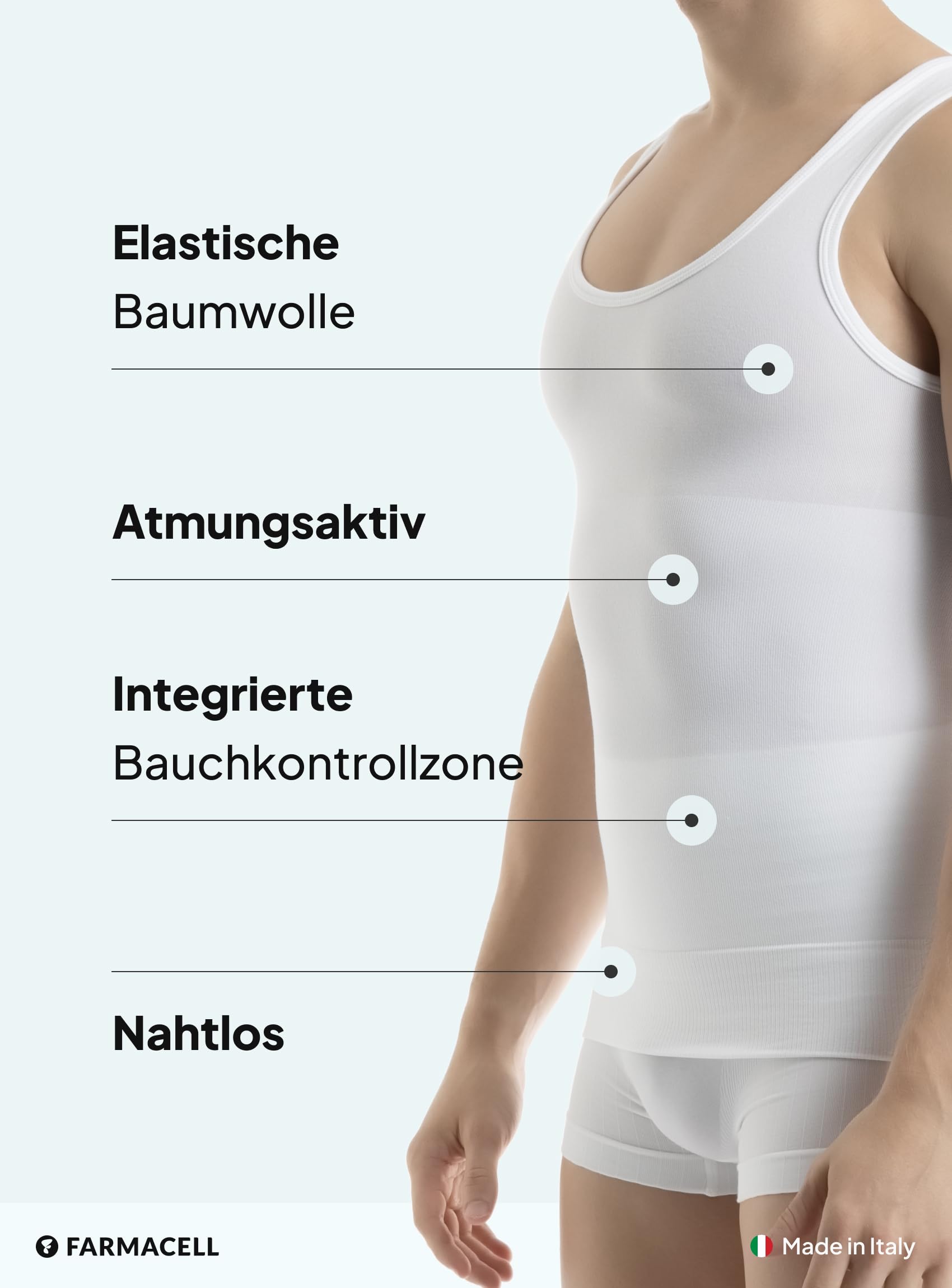 FarmaCell Bauchweg Unterhemd Herren aus Baumwolle, Made in Italy, 417