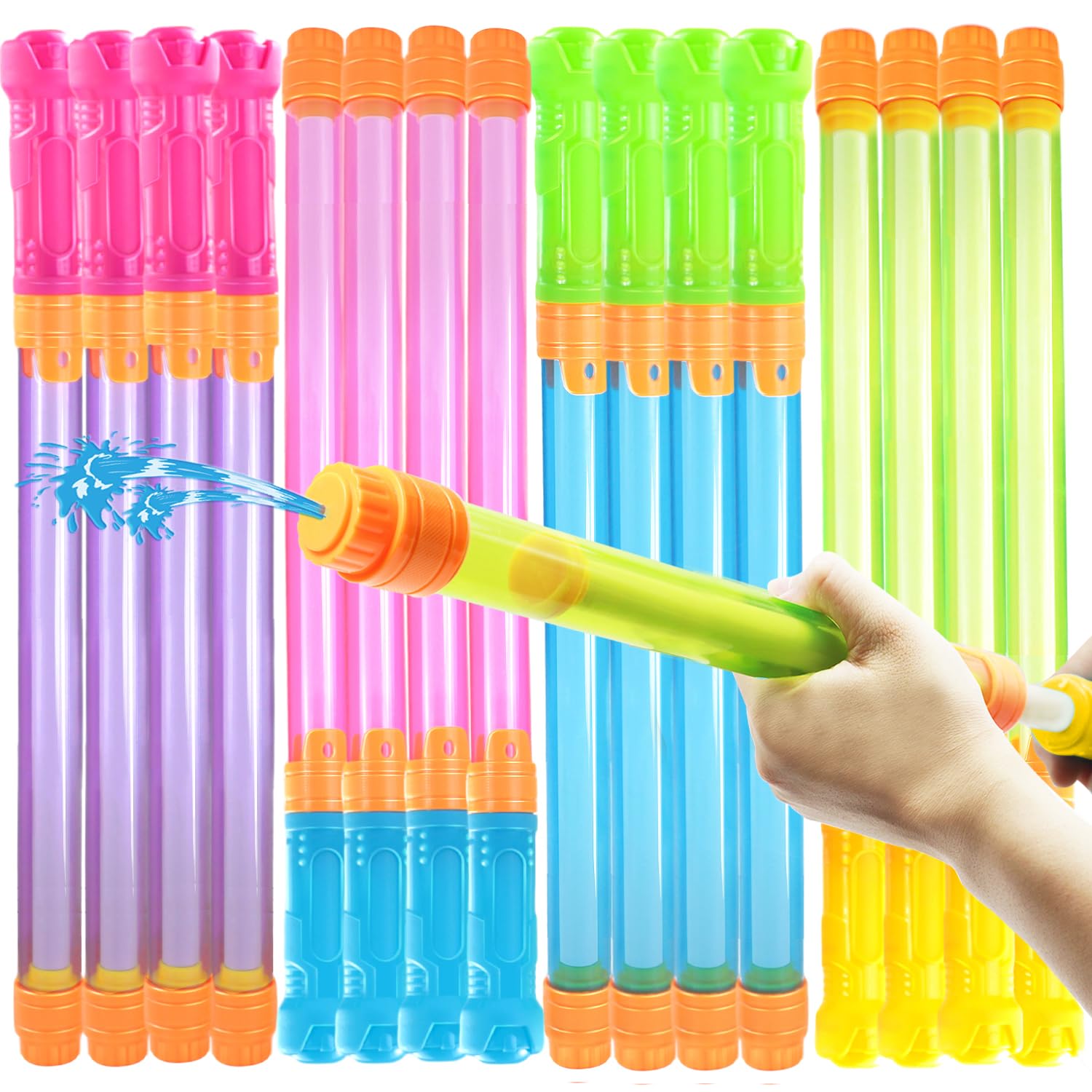 Water Soaker Blaster, 16 Pack Pool Water Guns Bulk, 35 ft Range Squirt Guns for Kids, Water Squirter Shooter for Summer Outdoor Game Pool Beach Party