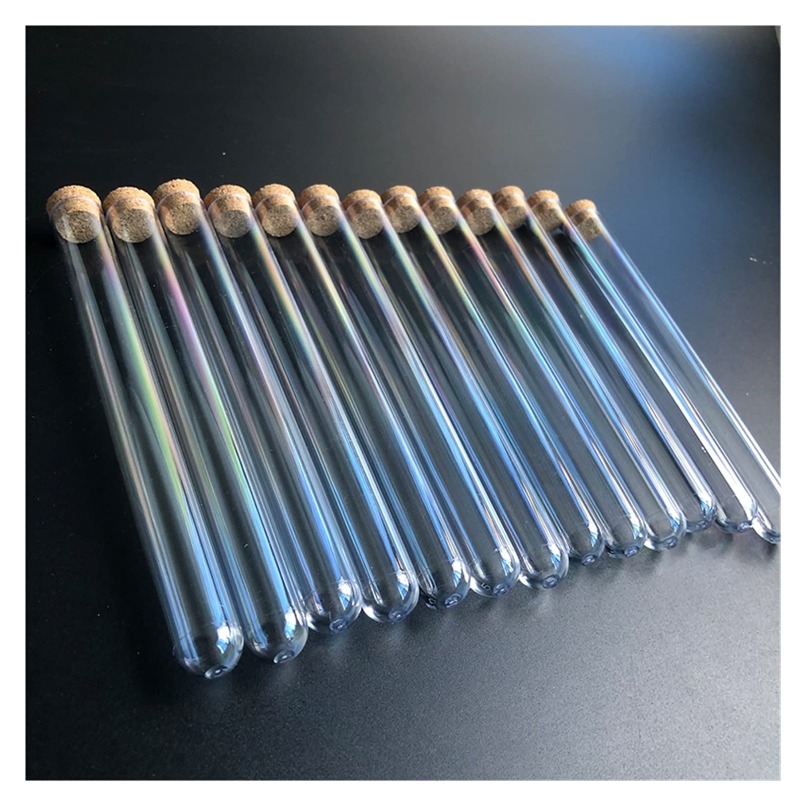 MENGKE 100 provette da laboratorio in plastica trasparente da 15 x 150 mm con tappi di sughero