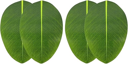 4 piezas de hojas de simulación de hojas de comida occidental, decoración de escritorio, protector de mesa, hojas de plátano, tapete de mesa de hoja
