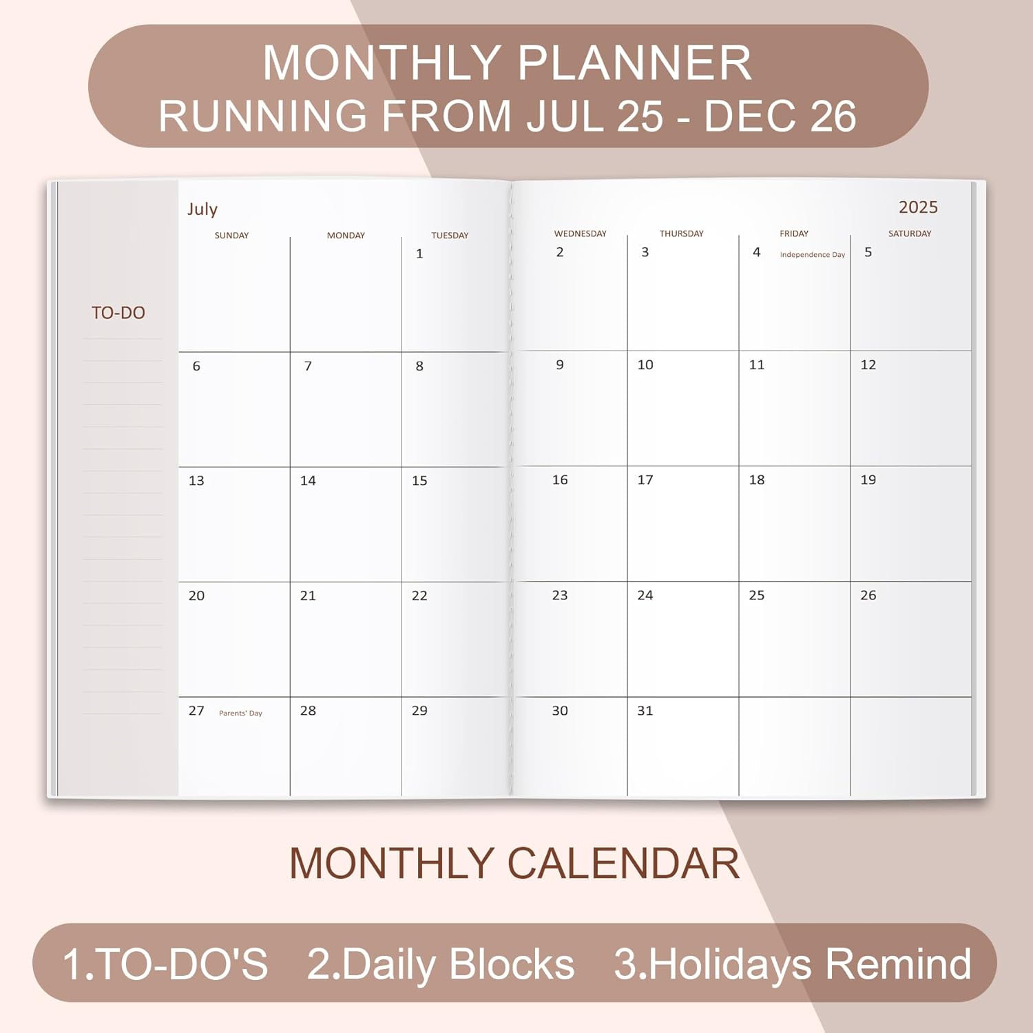 2026 Monthly Planner - Month Calendar from January 2026 - December 2026, Monthly Planner 2026 Easy to Organize Your Daily Life, 7" x 10", Pink 7" x 10" MP-B5CX-Pink