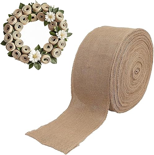 Cinta de arpillera de 54 yardas y 4 pulgadas, tela de yute de color natural, bonita cinta para manualidades, árbol de Navidad, bodas, decoración del