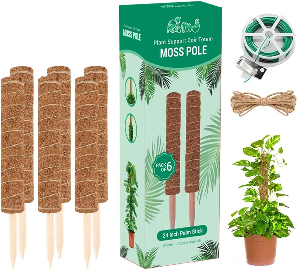 RamS Moss Pole for Plants Monstera ( 6 PACK ) Stackable