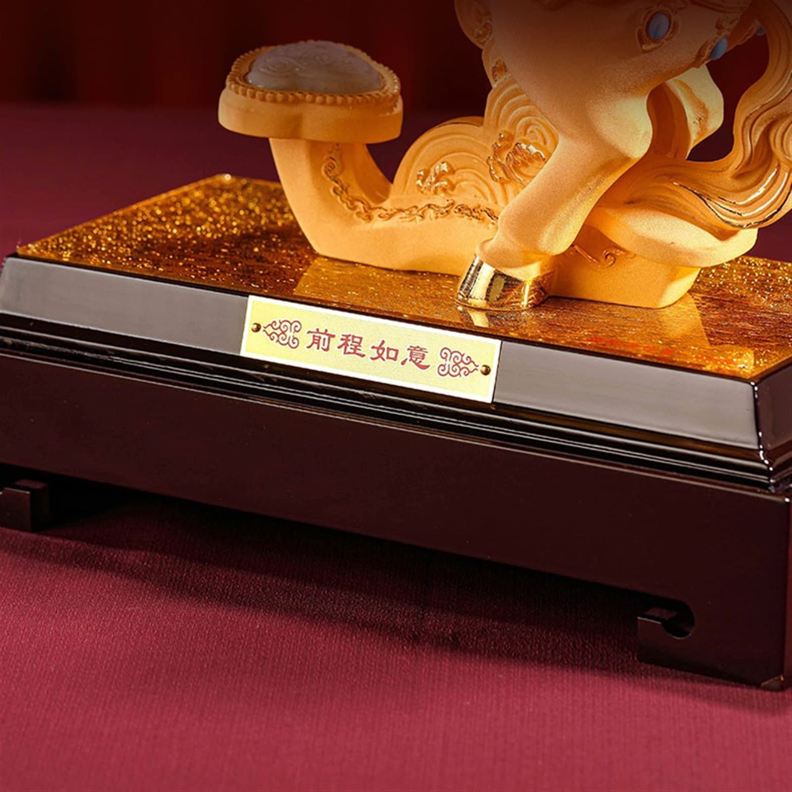Statue di Buddha Ornamenti for la Decorazione della casa Ornamenti di Buon auspicio geomantici fortunati Scultura di Cavalli zodiacali con Base Decorazione Feng Shui