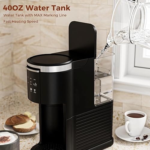 Miniatura 7 de Cafetera de una sola porción, cafetera 2 en 1 para K-Cup y café molido, tamaños de preparación de 6 a 14 onzas, cafeteras en cápsulas con depósito