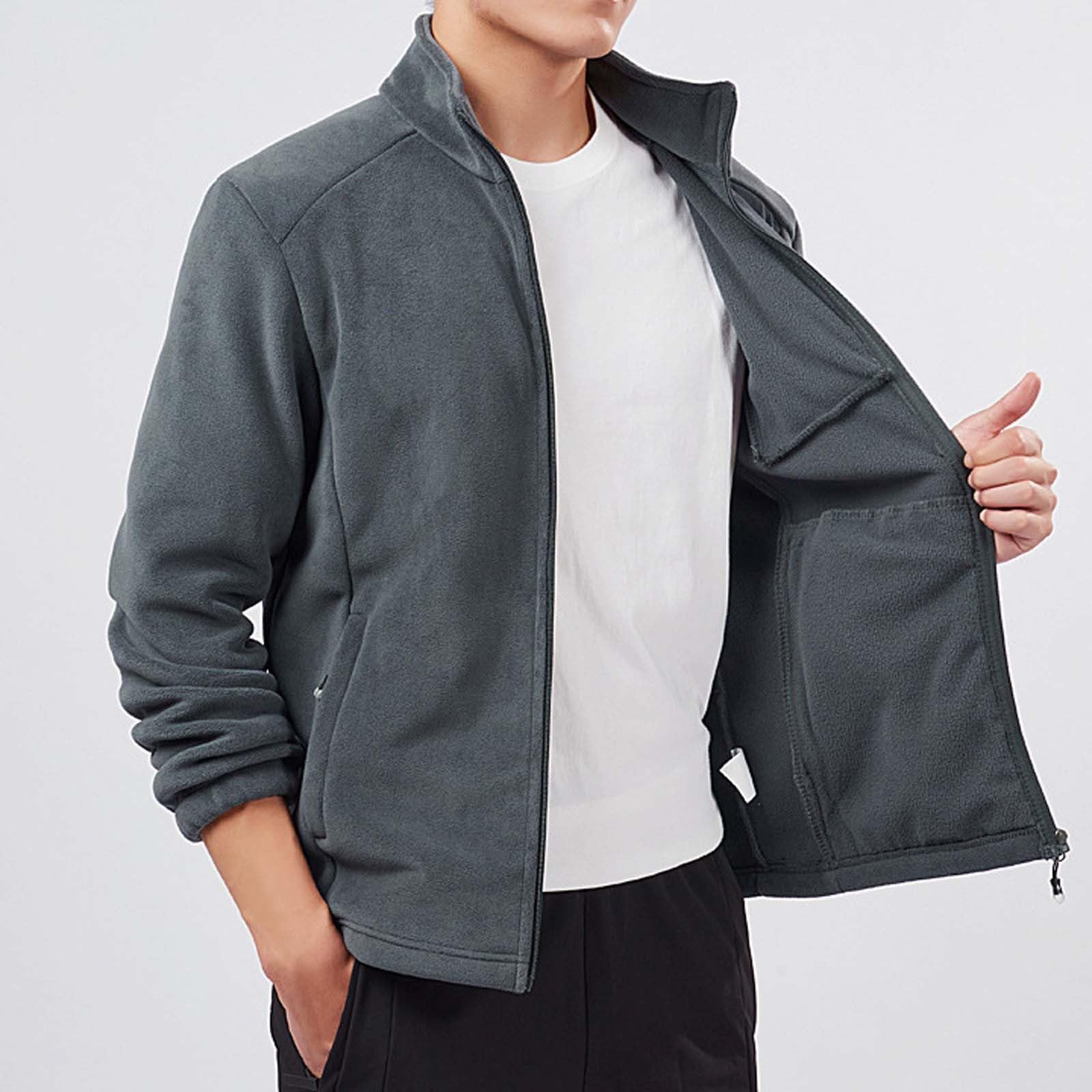 Forros Polares para Hombre, Chaqueta Polar Bordada para otoño/Invierno. Chaqueta Polar Doble.