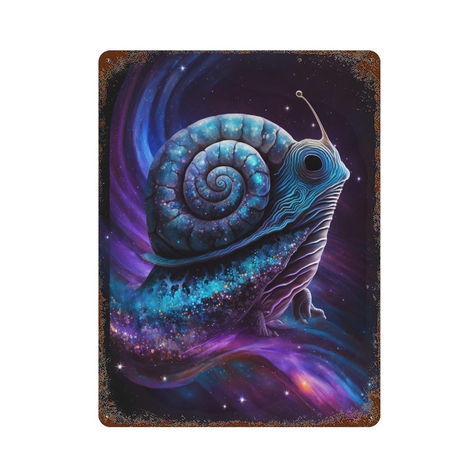 Cosmic Snail Shell Art-5 Decorative Tin Sign 15.7"x11.8", Shabby Chic Decor for Garage, Pub Or Kitchen