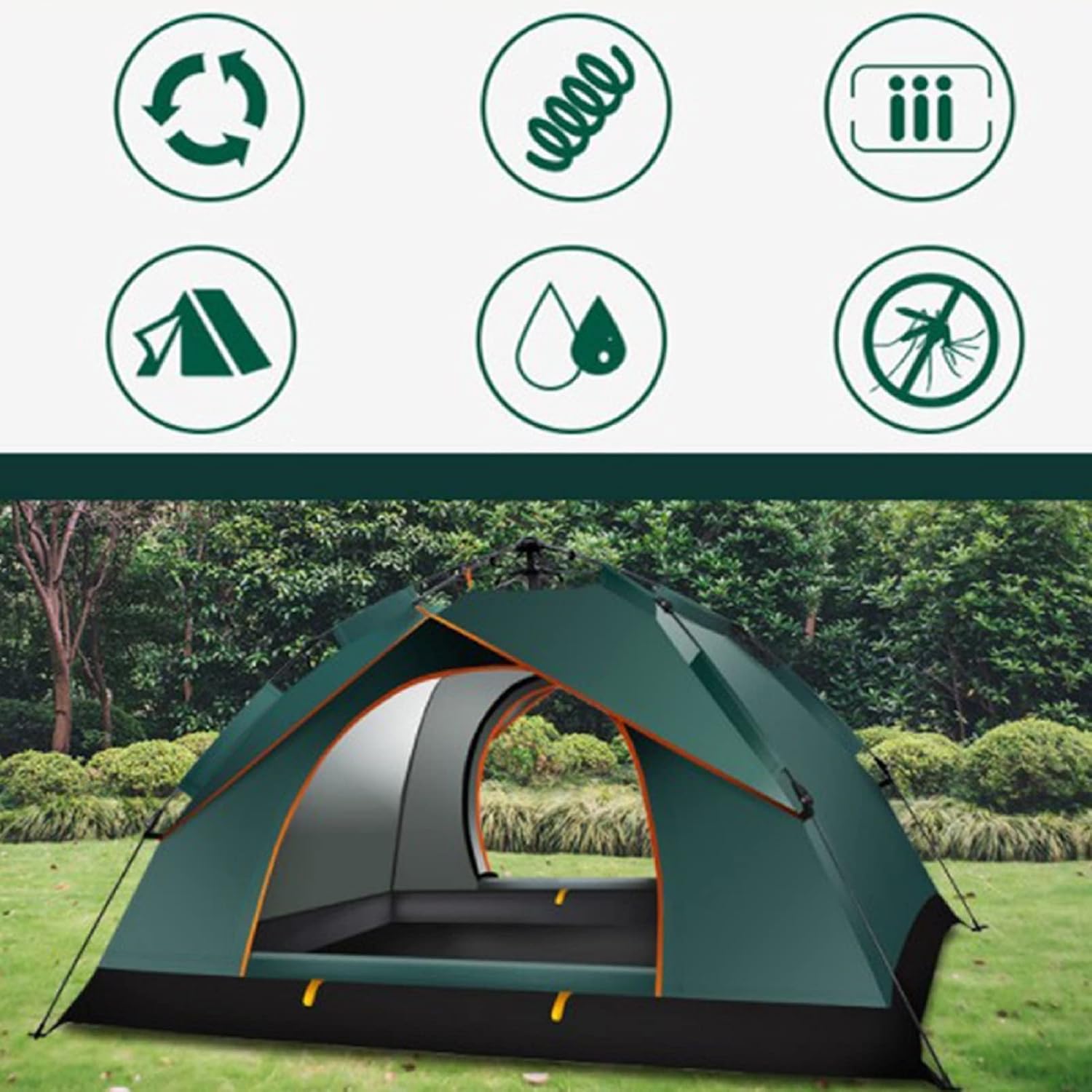 Wurfzelt 2–3 Personen | Automatisches Pop Up Camping Zelt wasserdicht & Winddicht | Schnellaufbau Zelt für Outdoor Camping | Leichtes Zelt für Zelte, Wetterschutz & Zubehör
