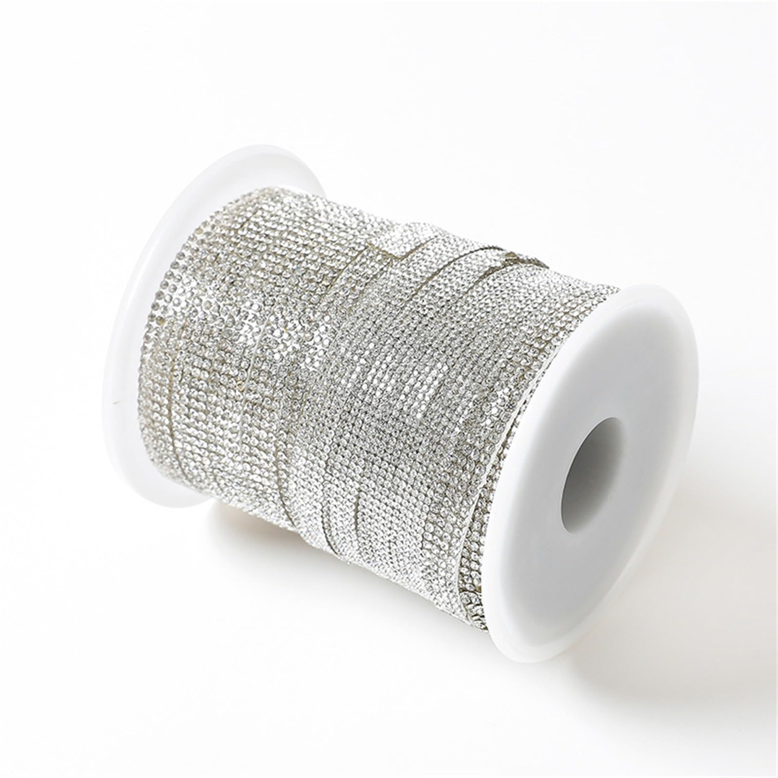 Diamentowe satynowe wstążki Kryształowa rolka, 10 Yards White Rhinestone Ribbon Multiple Sizes For DIY Crafts(16row 3.4CM)
