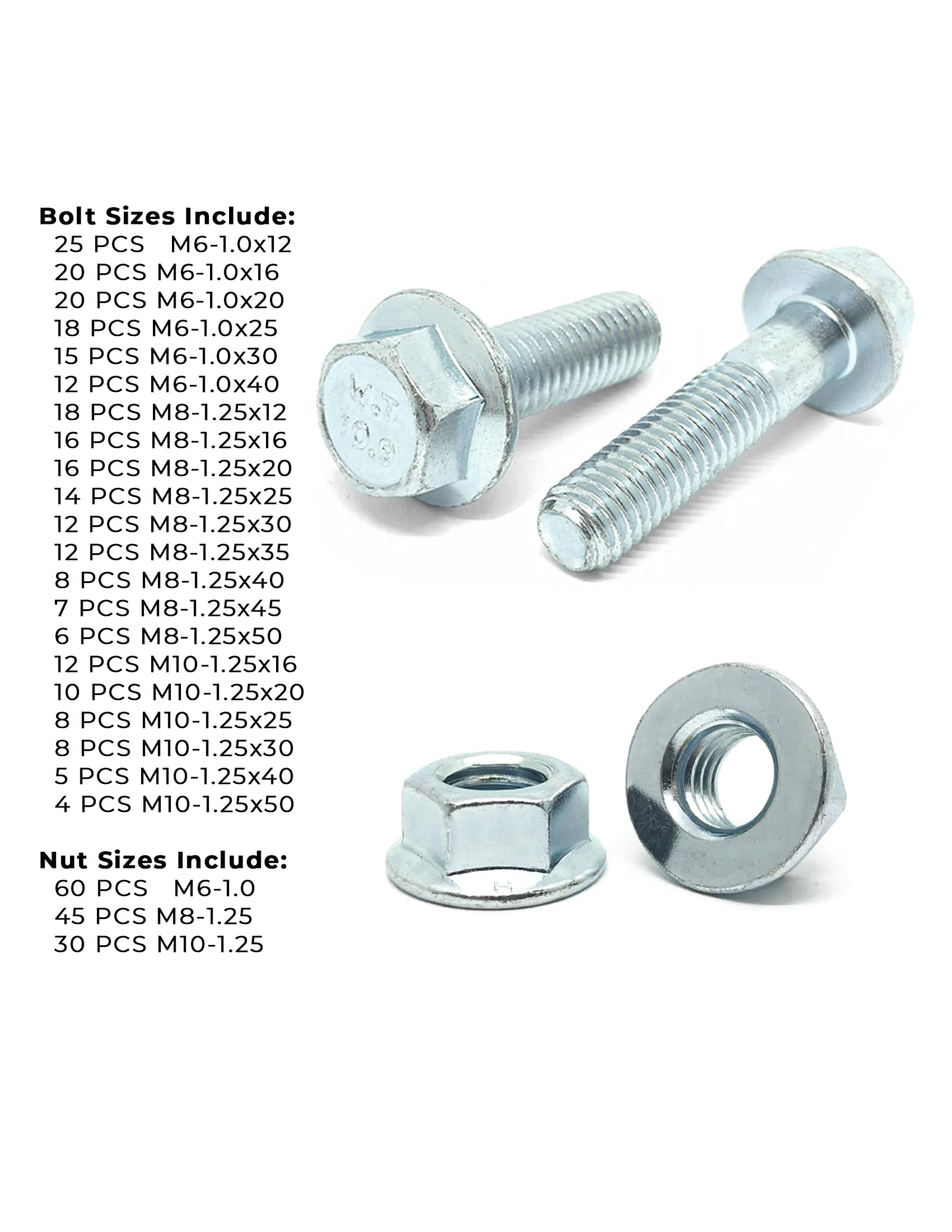 Viti e bulloni a flangia con tappo esagonale JIS di classe metrica 10,9 e kit di assortimento di dadi a flangia - 402 pezzi!