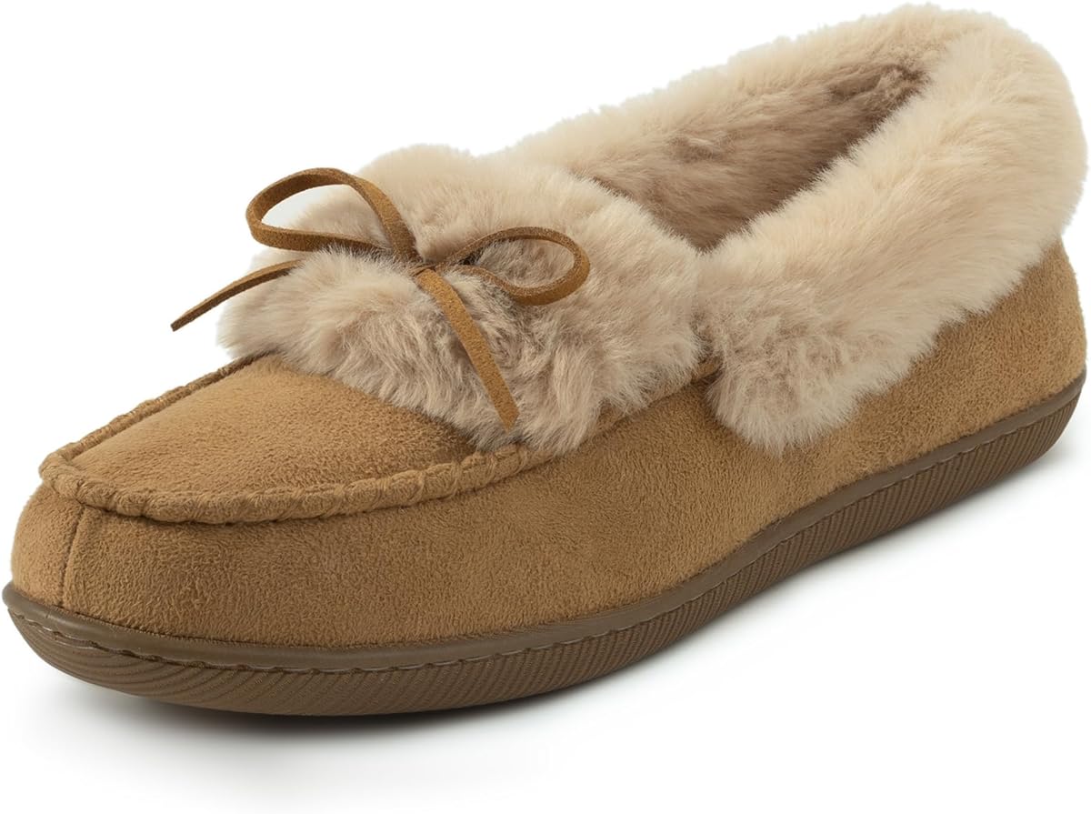 RockDove Women's Faux Fur Lined Micro Suede Moccasin Slipper