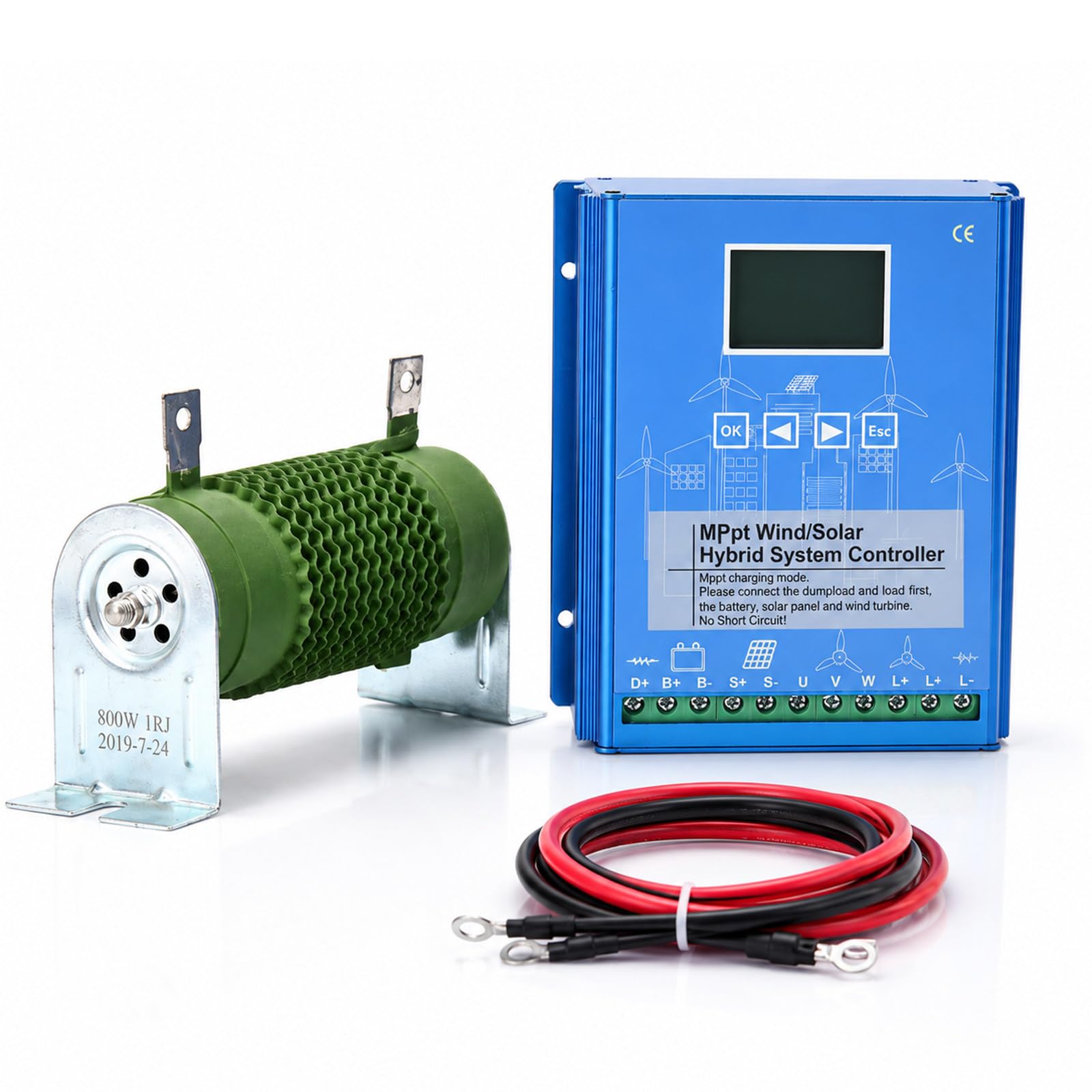 Controllore di Carica Eolico-Solare, Regolatore Solare con Turbina Eolica 12V/24V | Carica Boost MPPT, Monitoraggio LCD, Supporto 12V/24V/48V per Case fuori Rete, Fattorie e Sistemi Energetici Ibridi