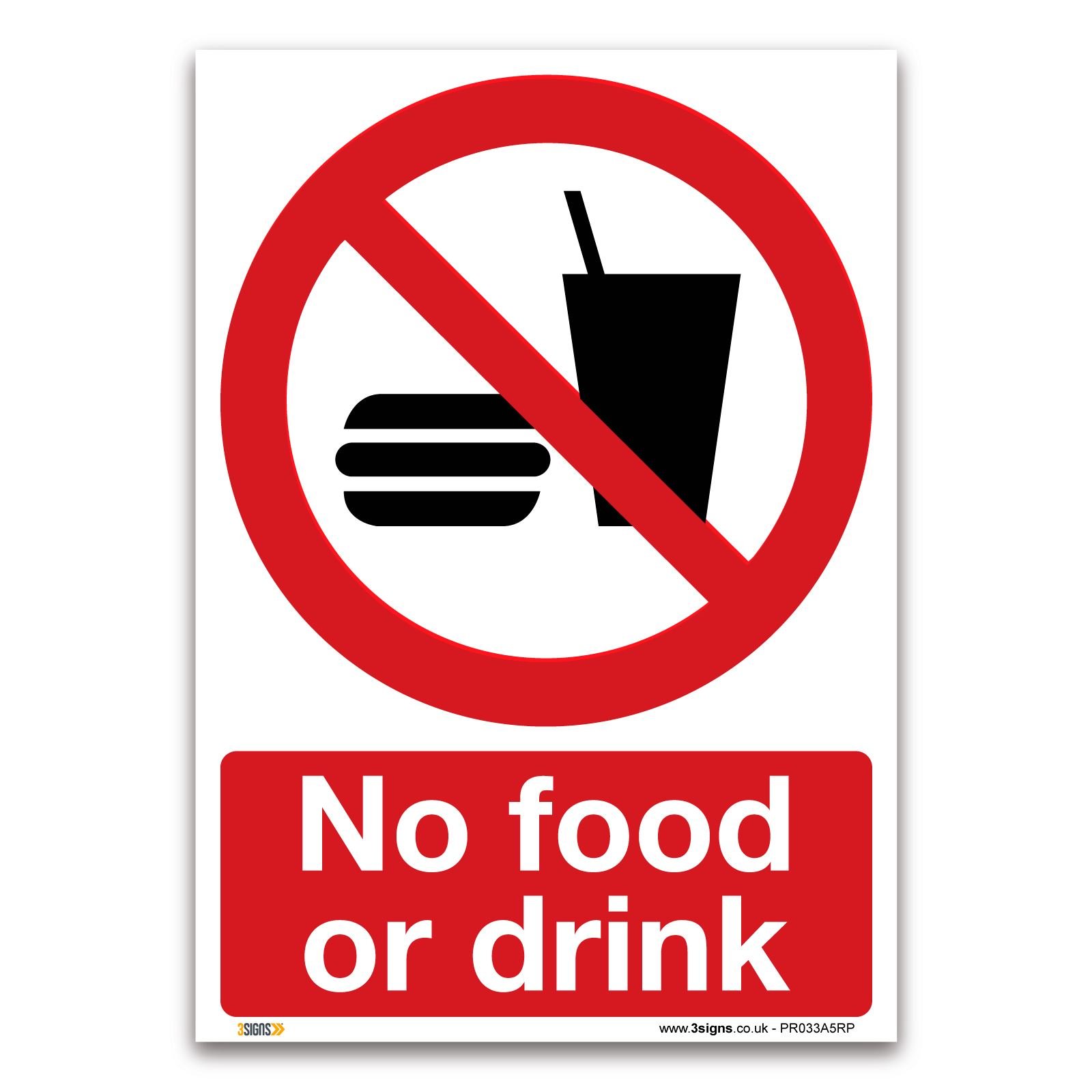 Premium No Food or Drink Sign: Compliant with EU & UK Regulations, A5 (148 x 210mm) 1mm Rigid Plastic Sign 3-Year Warranty - Ensure Safety & Compliance in Restricted Areas