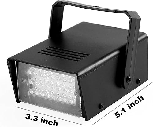 Vista 33 de ENUOLI - Mini luz estroboscópica LED de color blanco con 24 LED superbrillantes de control de velocidad variable para clubes, Navidad, efectos