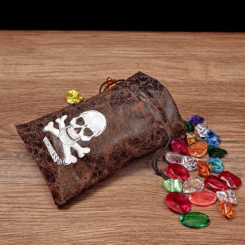 RICHNESS ELX2201 Piraten-Geschenktüten mit Kordelzug, 11,4 x 16,5 cm, Kuhhaut, für Partygeschenke, 12 Stück