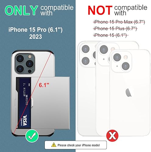 Miniatura 3 de ATRAING Funda tipo cartera compatible con iPhone 15 Pro con tarjetero y ranura oculta para tarjetas de crédito, delgada, protectora a prueba de