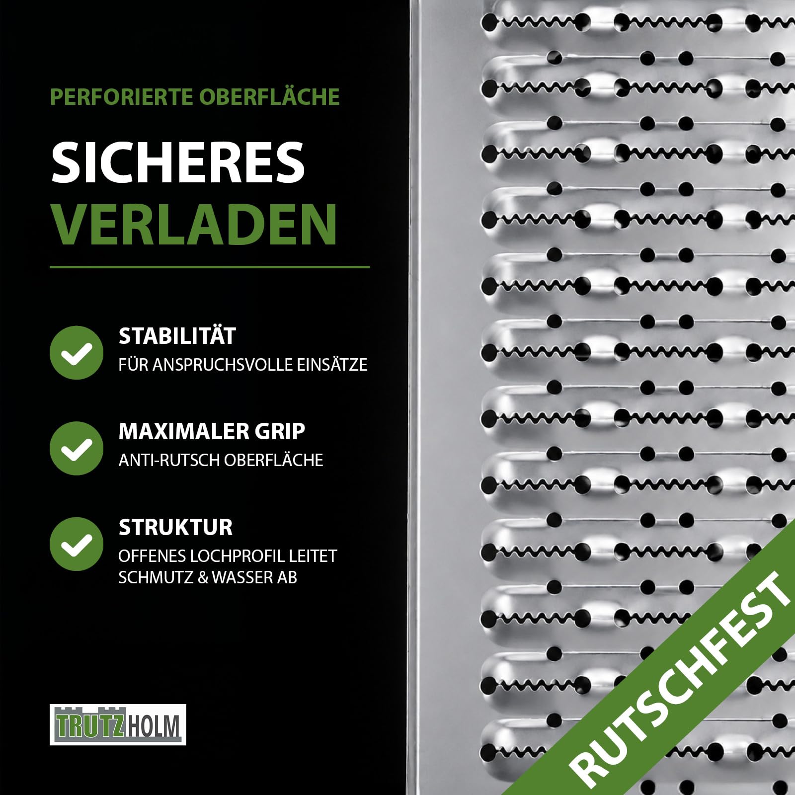 TRUTZHOLM 1x Auffahrrampe Stahl 189 cm Traglast 200 kg klappbar Anti-Rutsch Lochprofil Motorradrampe mit Tragegriffen Verladerampe für Motorrad Fahrrad E-Bike Auffahrschiene für Anhänger Fahrradrampe