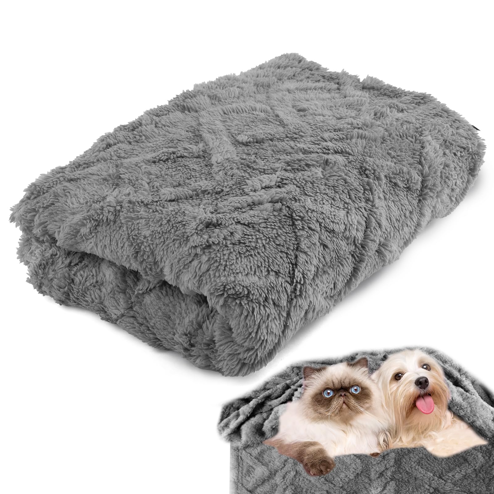 Neerow Dog Blanket Washable, 100 x 150 cm Fleece Cat Blanket, Soft Fluffy Puppy Pet Blankets for Medium Small Indoor Dogs Cats Sofa Bed (Grey)