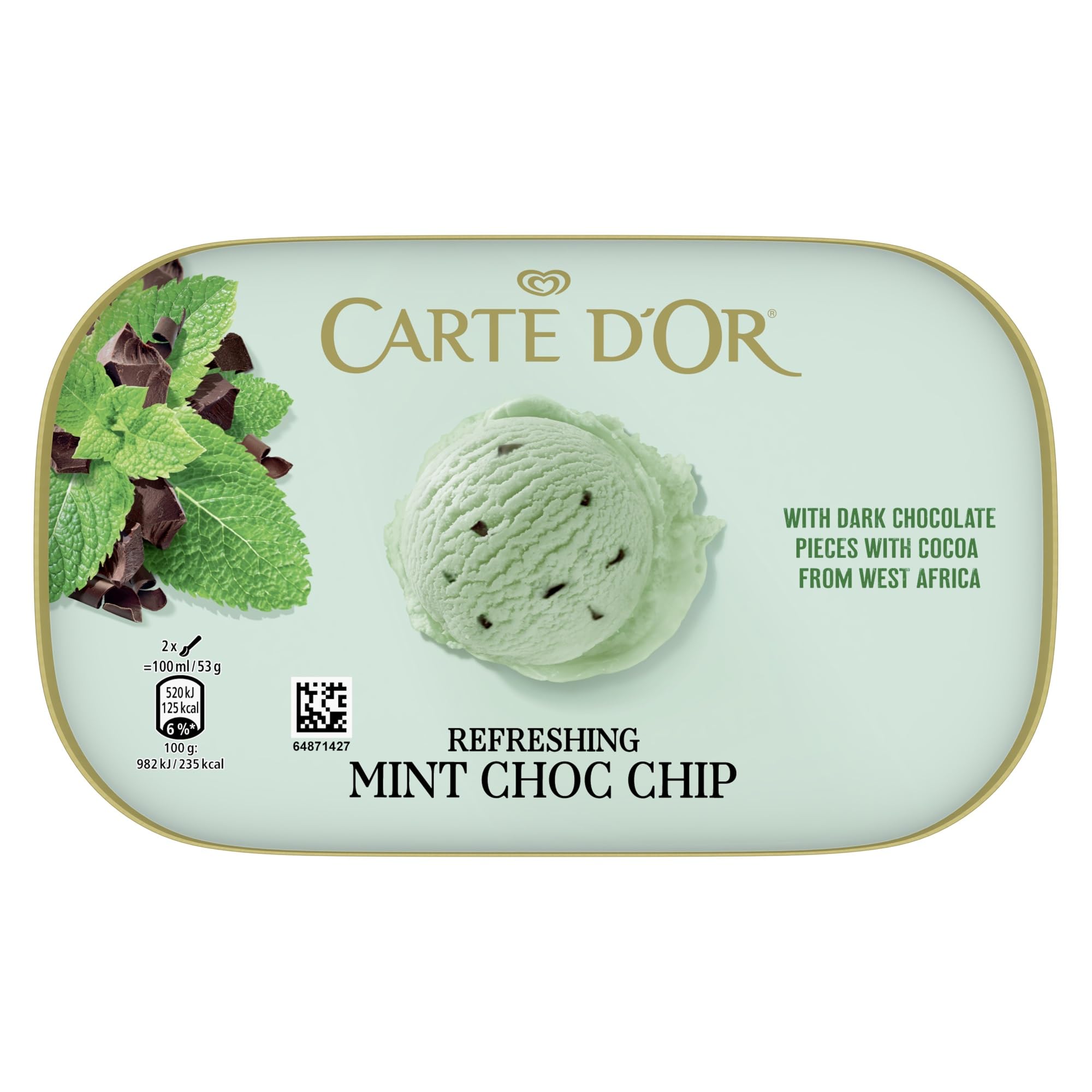 Carte D'or Refreshing Mint Choc Chip Ice Cream Tub 900 ml