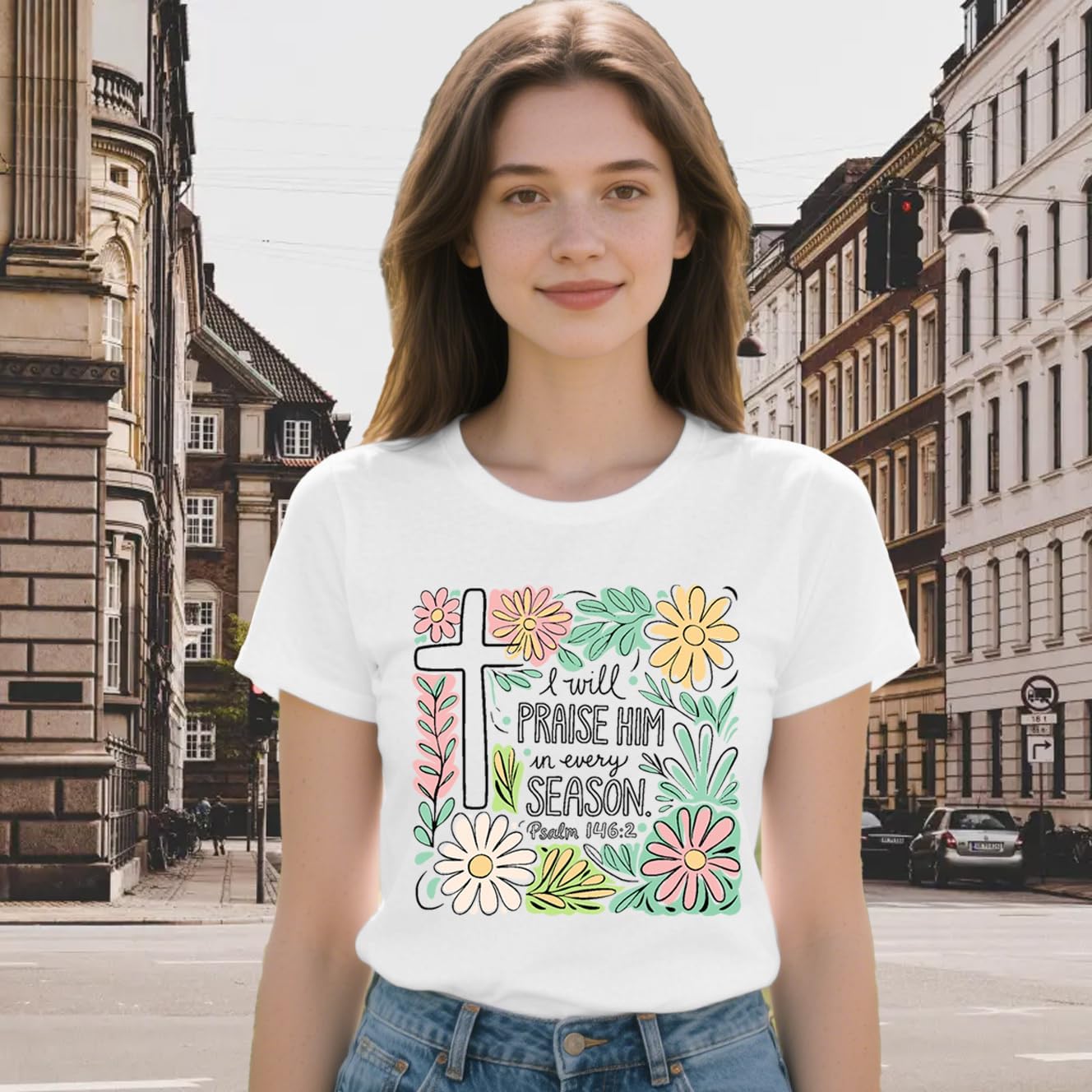 Christian Shirts for Women Jesus T-Shirt Praise God in Every Season Tee Tops - Image 3