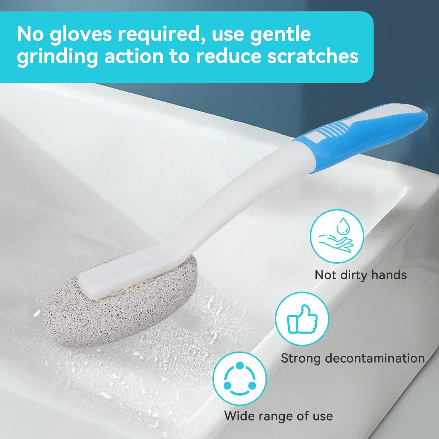 2PCS Toilet Cleaning Pumice Stone, Stains Hard Water Ring Remover Bathroom Cleaning Brushes Toilet Pumice Stone with Handle for Toilets, Bathtubs, Pool (2PCS)