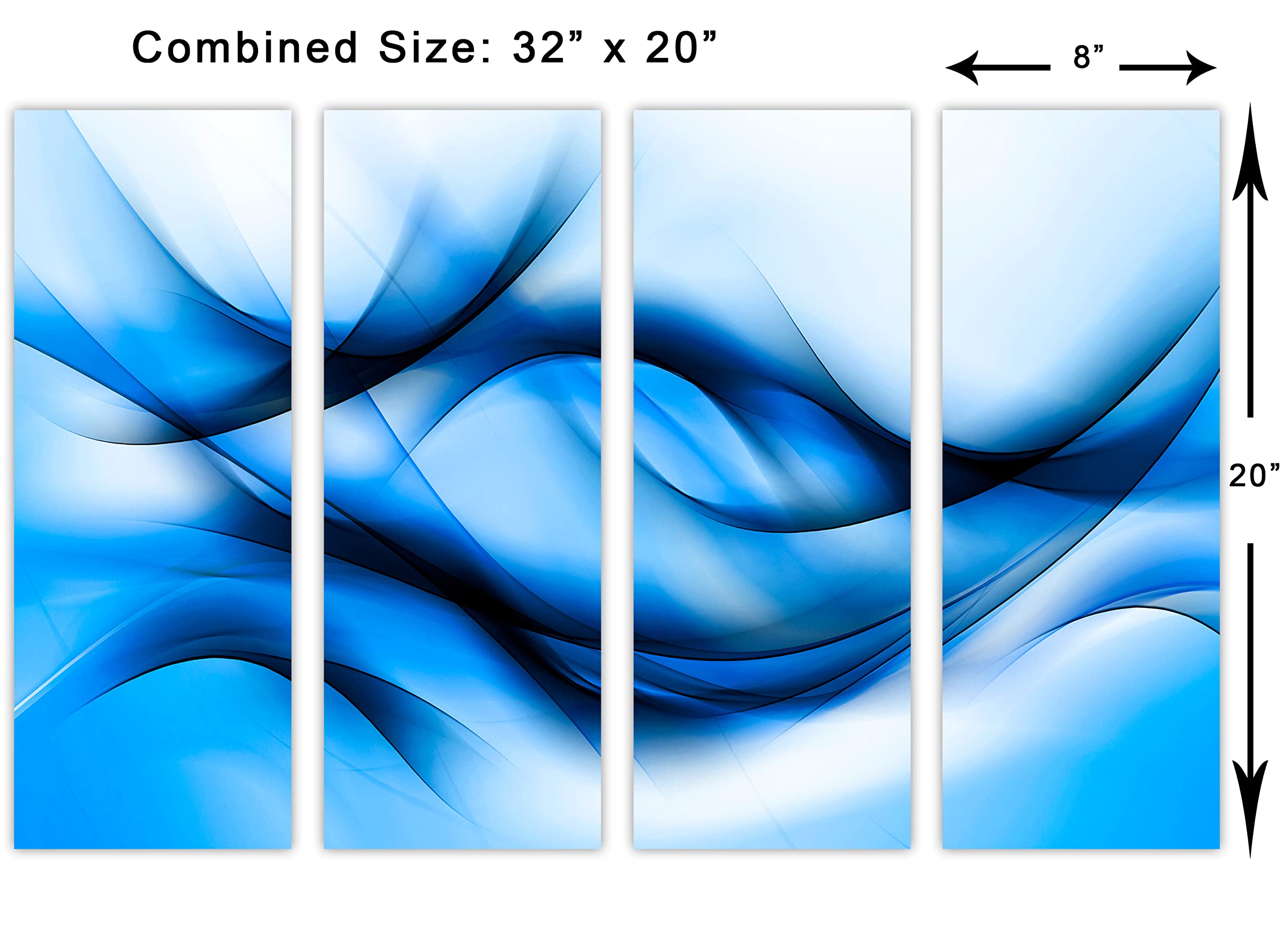 Amazon.com: 32 x 20 TOTAL - Blue Abstract Wave Wall Art, Abstract