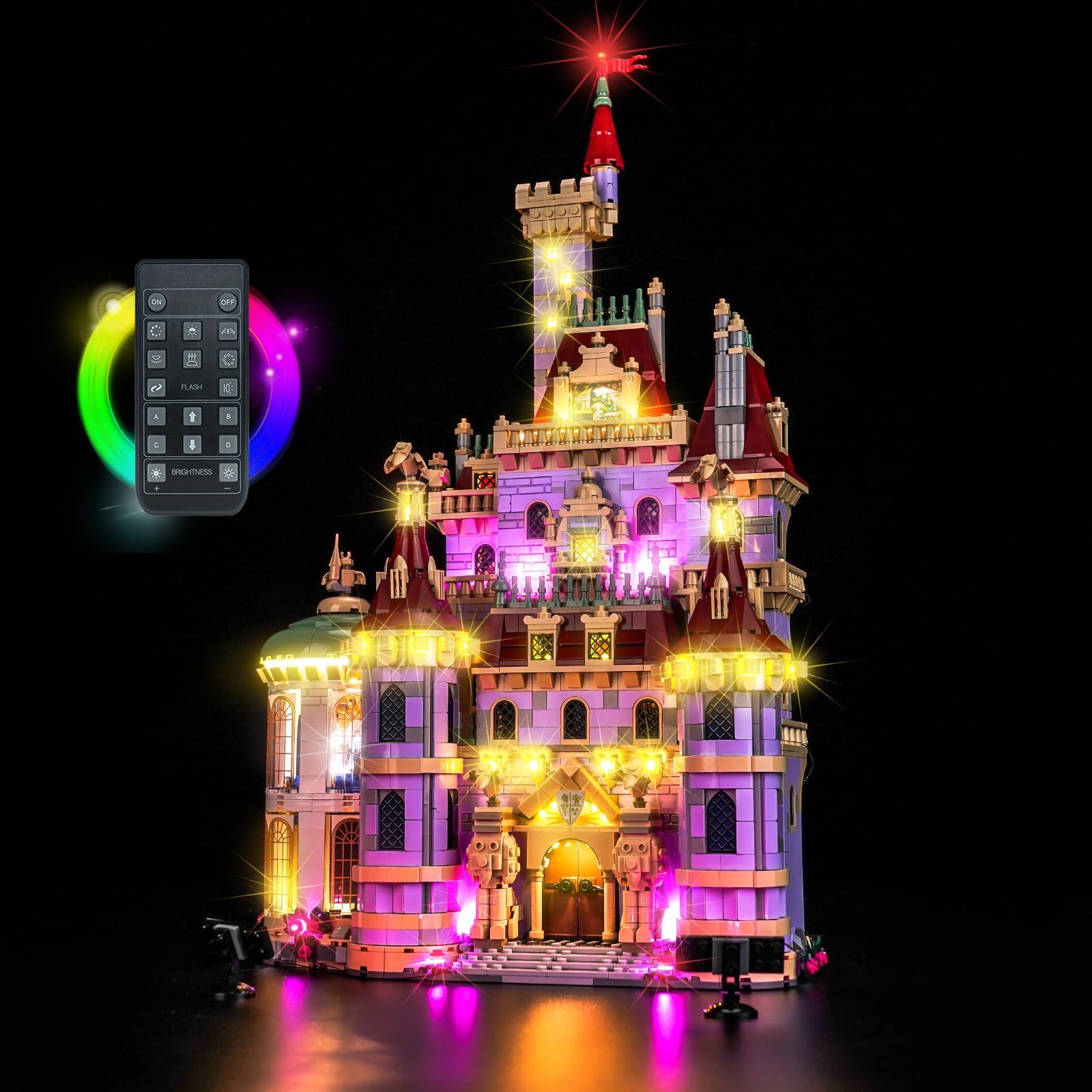 Upgraded Led Light Kit Compatible with Lego Beauty and The Beast Castle Building Set, RC Version Compatible with Lego 43263 (Model Not Included)