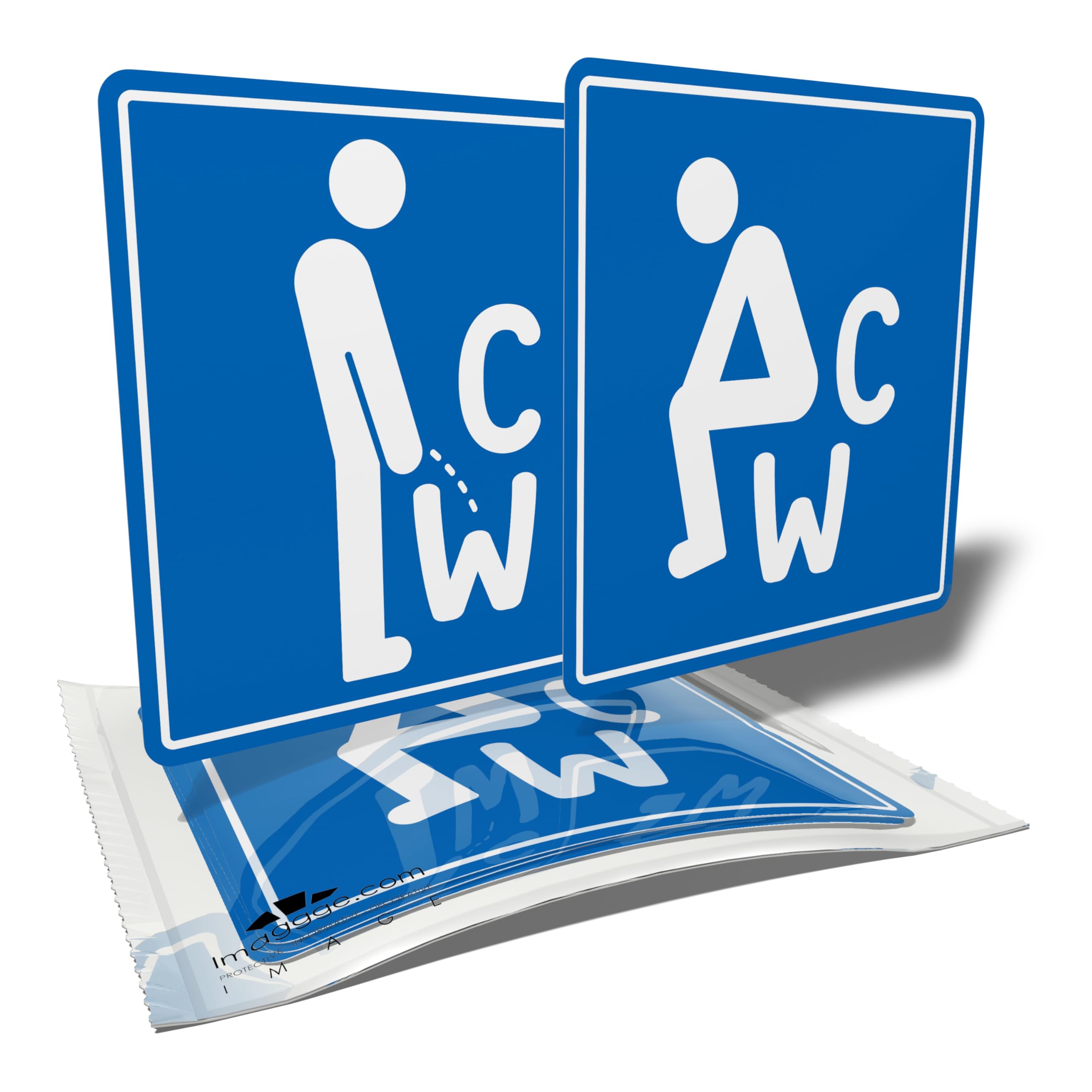 Unisex Toilet Stickers - Gender Free Toilet - Toilet Bowl and Urinal - Men and Women - 6 Square Stickers - 10.5cm