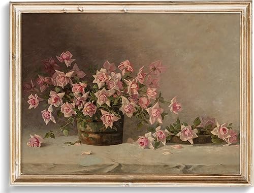 uniro Arte de pared floral vintage, decoración de pared de campo francés, pintura botánica de flores retro, arte de pared de granja, impresiones en