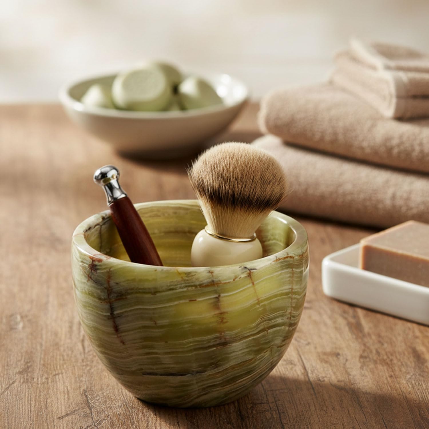 Radicaln Marble Shaving Bowl for Men, 3" Stone Bowl for Shaving Cream