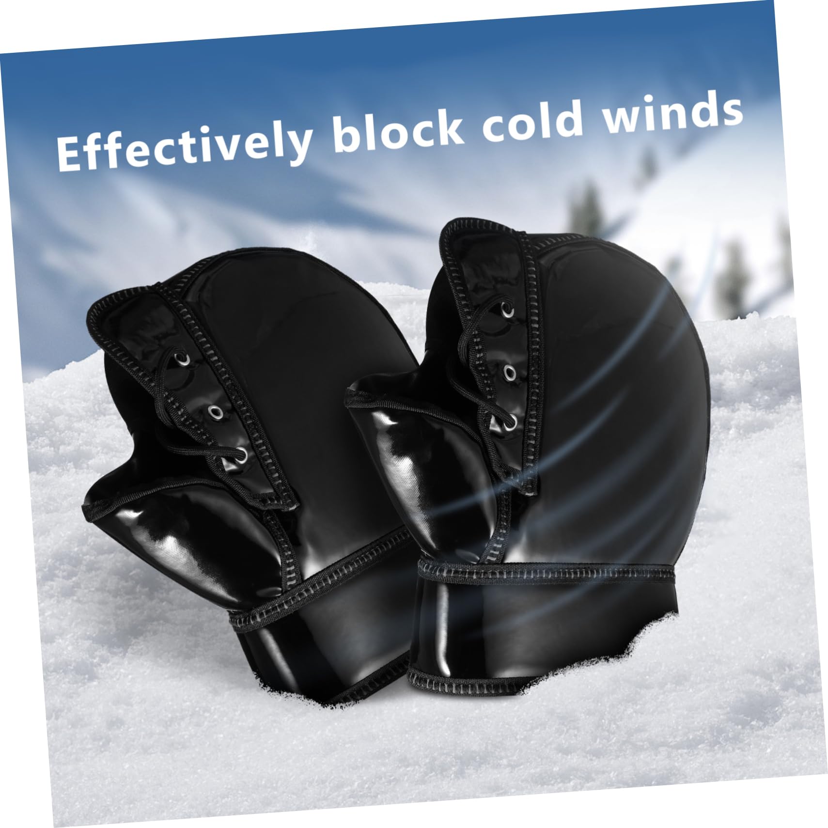 Guanti Manubrio Moto Invernali 1 Paio Nero Antivento | Pu e Fibra Sintetica, Costruzione Weatherproof Strisce Riflettenti, per Uscite in Inverno