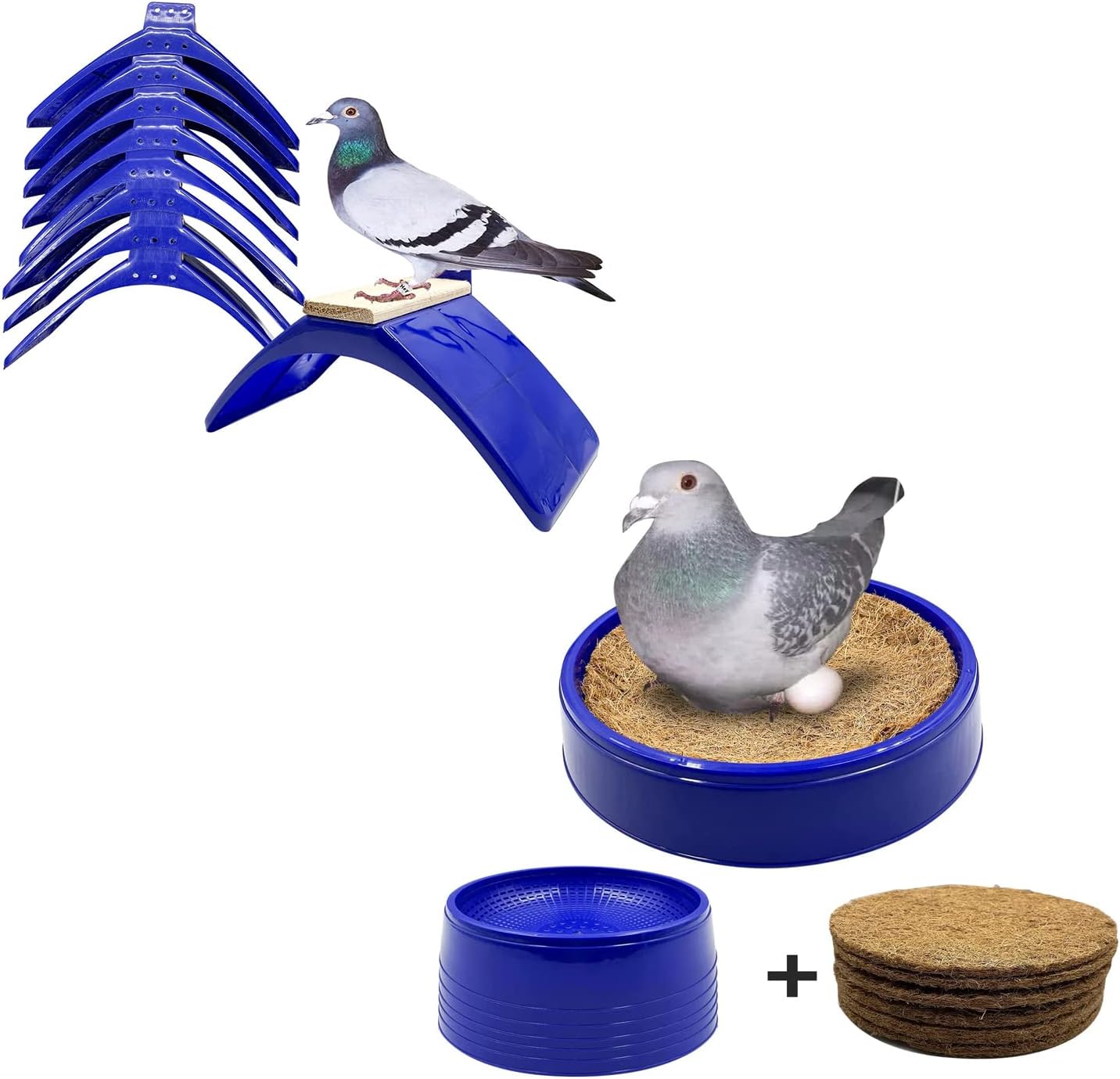 8PCS Lightweight Pigeons Perches,6PCS Pigeon Nest Bowl，6PCS Coconut Palm Mat for Racing Pigeons, Doves,Quails and Small Birds,Pet Cage Supplies