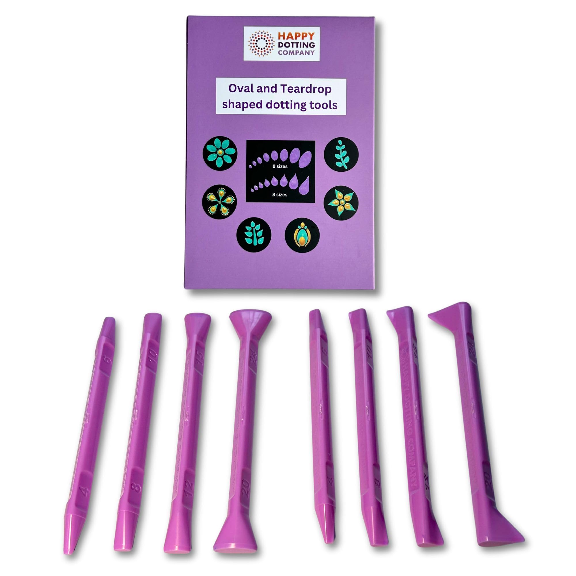 Oval Dotting Tools - Teardrop Dotting Tools - Happy Dotting Company - 8 Double-Ended Set of Tools of Various Sizes for dot Mandala Art-image-41