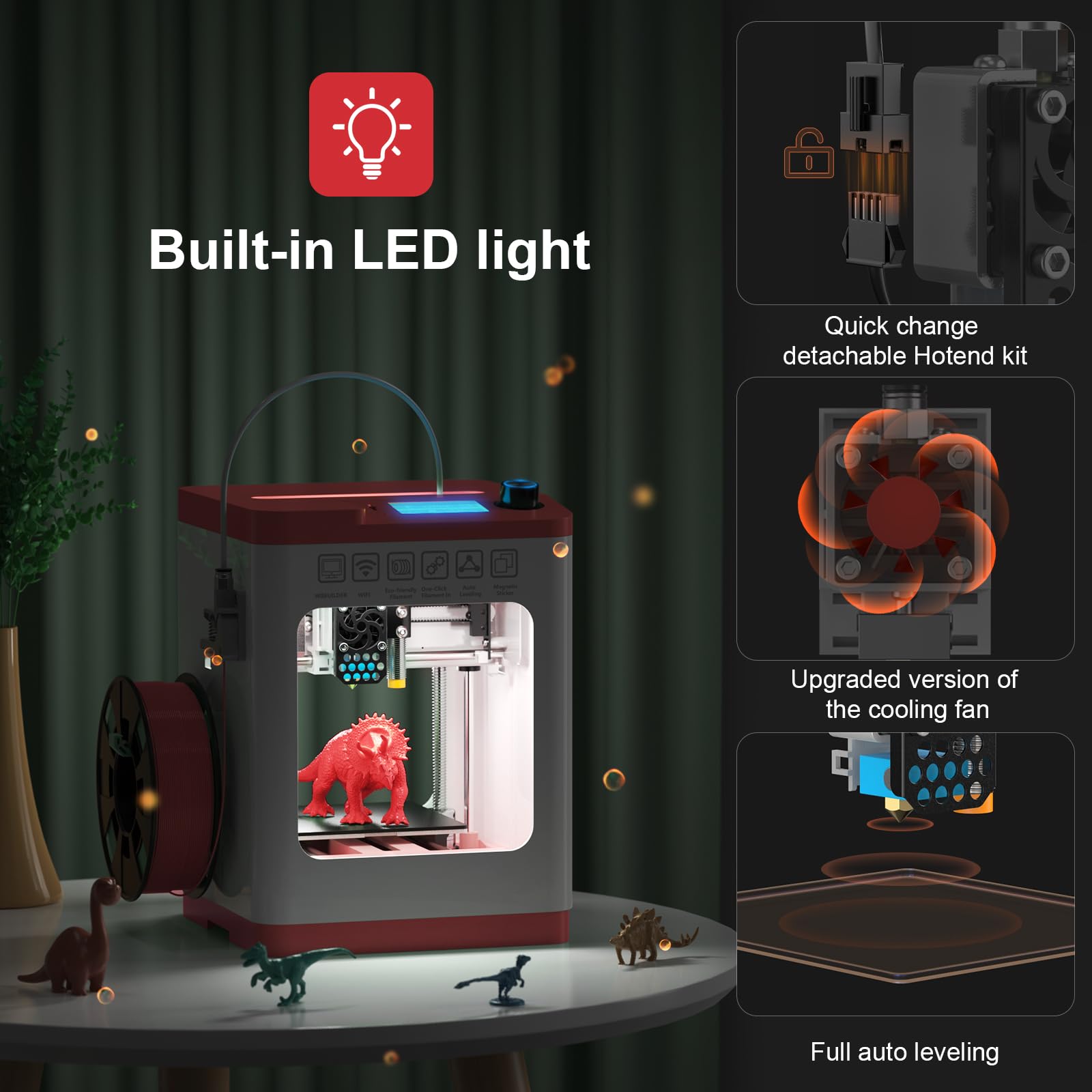 ENTINA Stampante 3D Tina2 S con Stampa WiFi, Mini Stampante 3D per Principianti, Livellamento Automatico e Alta Precisione, Aggiornamento Scheda Madre Ultra Silenziosa e Piattaforma Riscaldabile